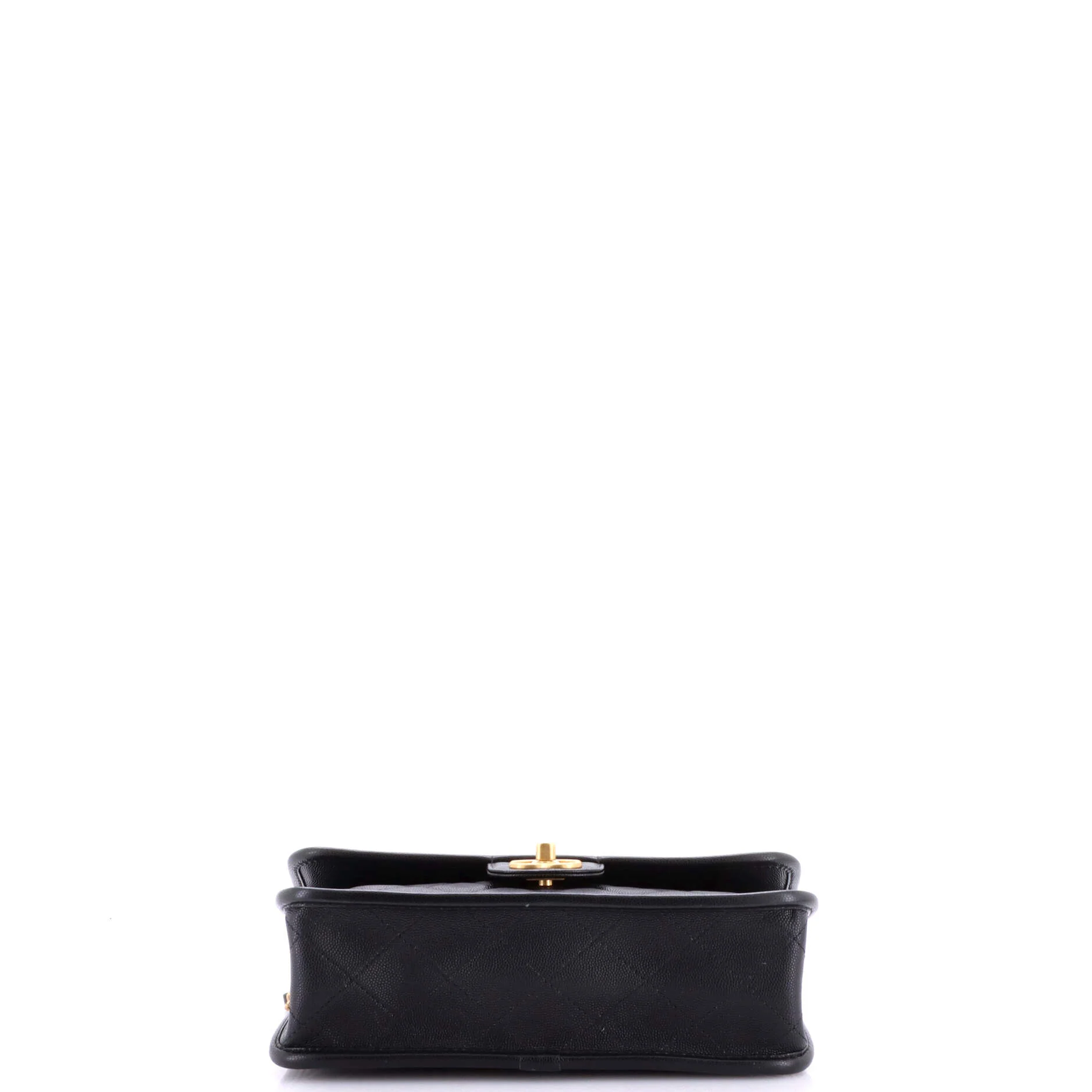 School Memory Top Handle Flap Bag Quilted Caviar Small - Image 4