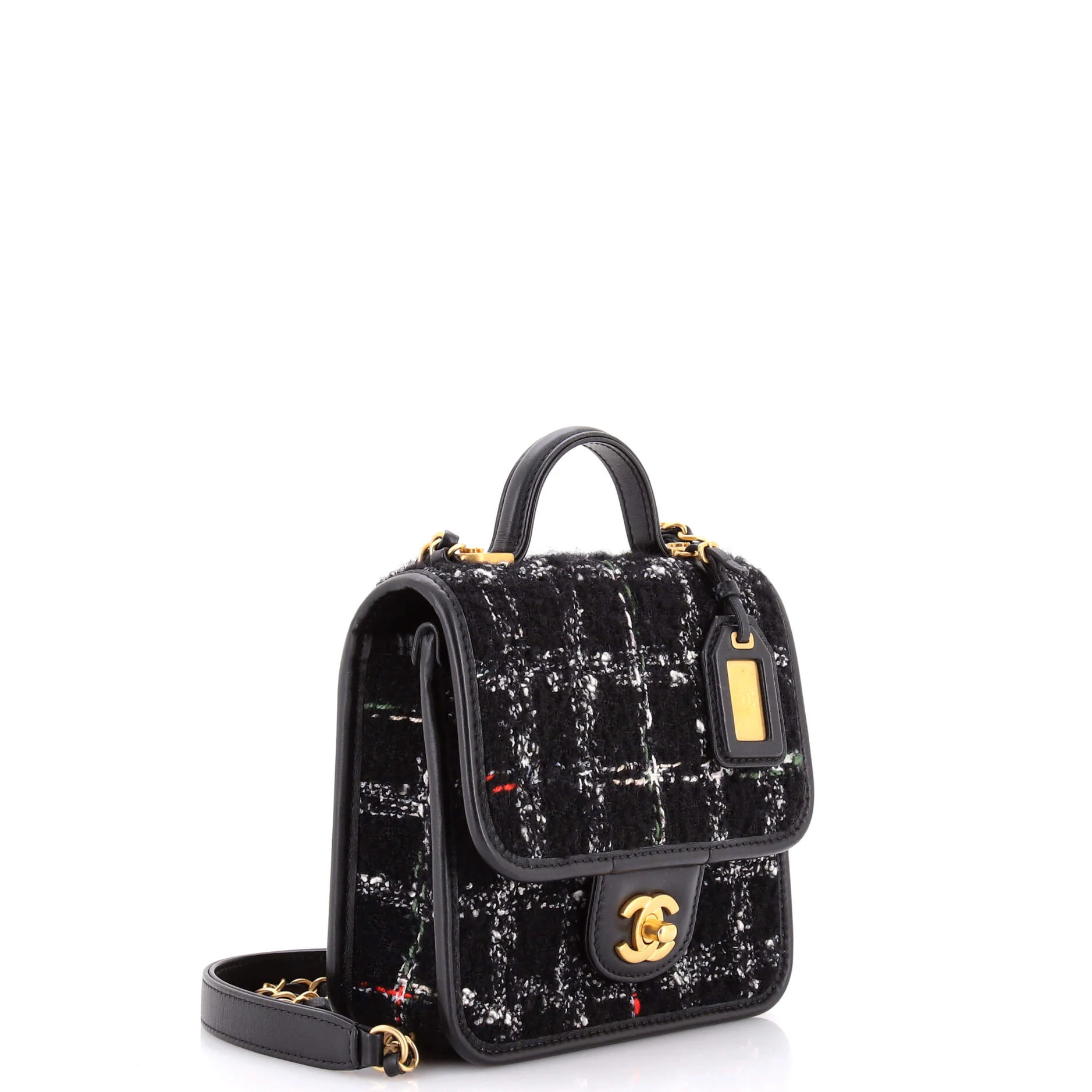 School Memory Top Handle Flap Bag Quilted Tweed Mini - Image 2