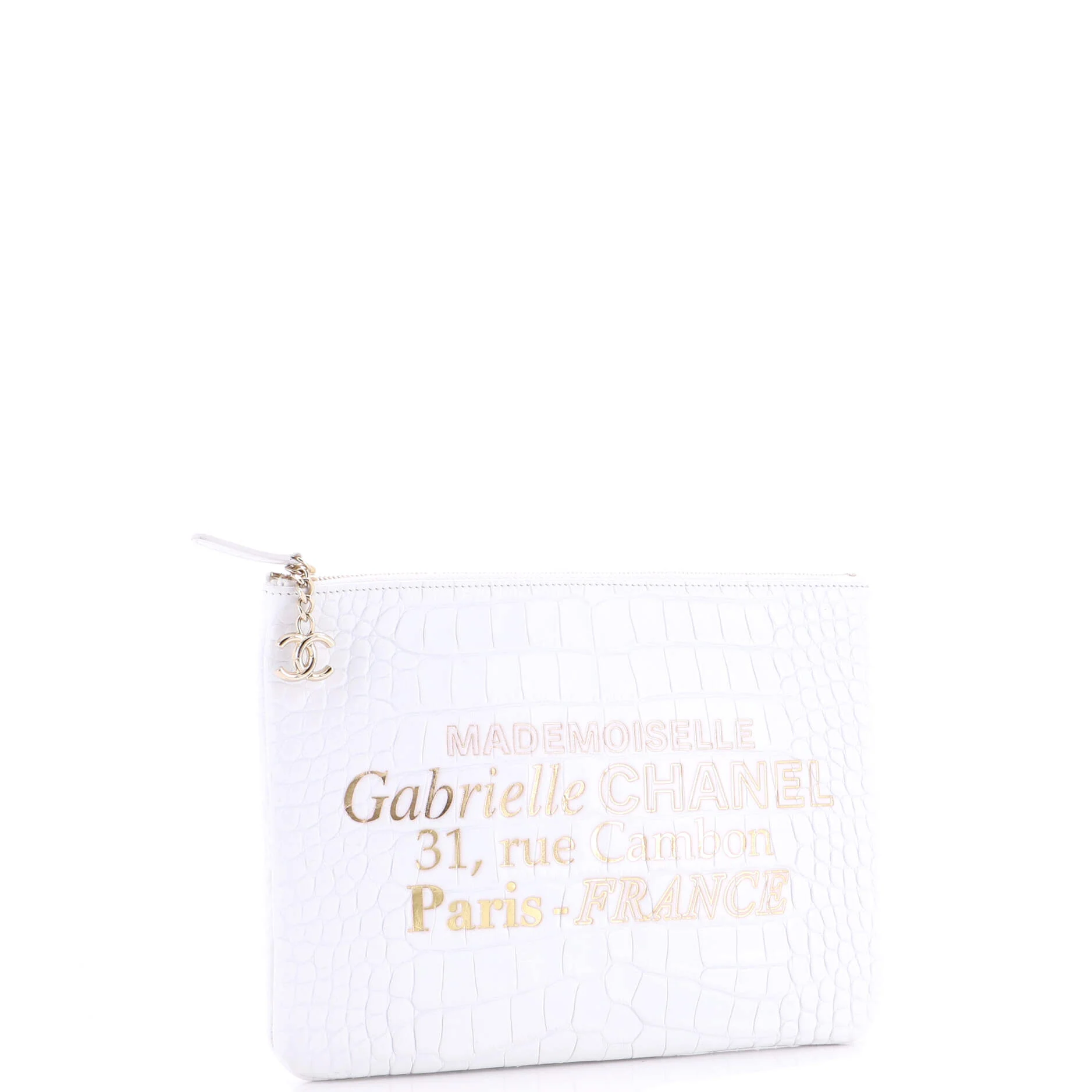 Signature O Case Pouch Printed Crocodile Embossed Calfskin Medium - Image 3