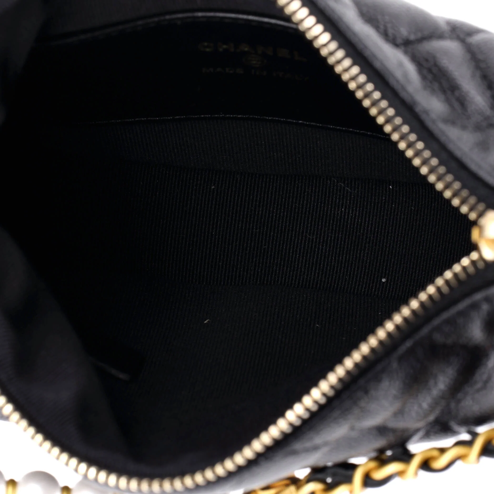 Single Pearl Chain Hobo Pouch Quilted Caviar - Image 5