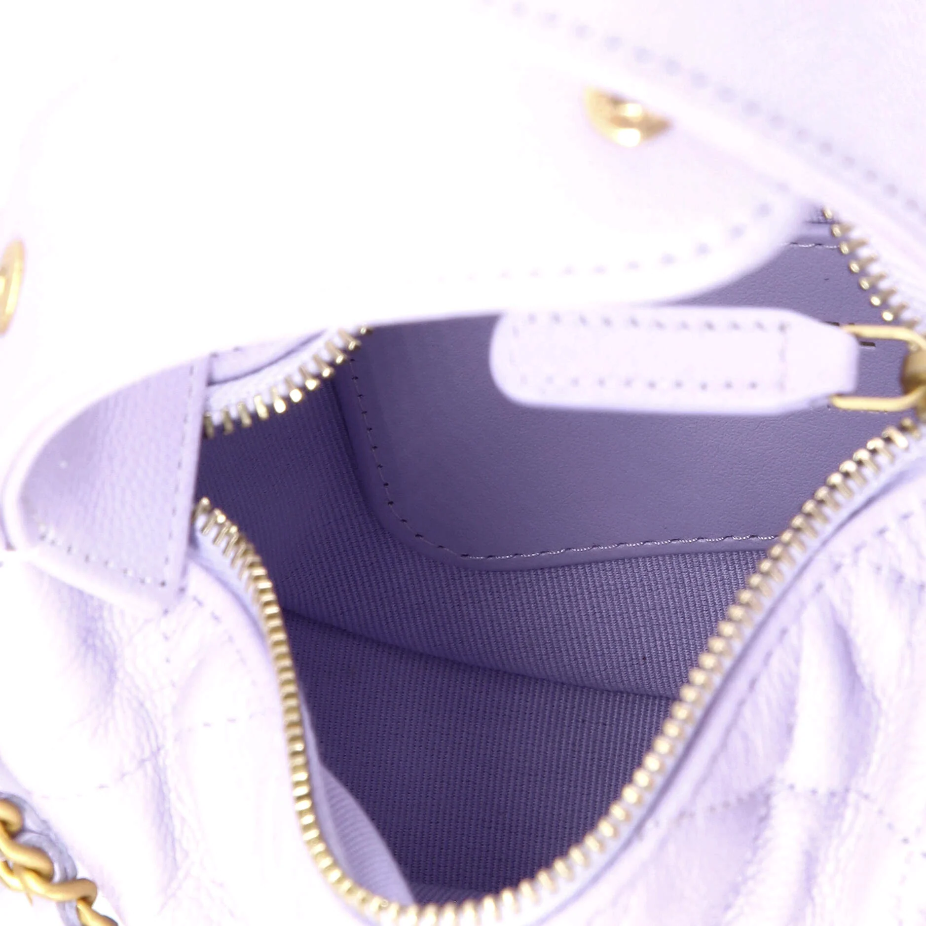 Single Pearl Chain Hobo Pouch Quilted Caviar - Image 5