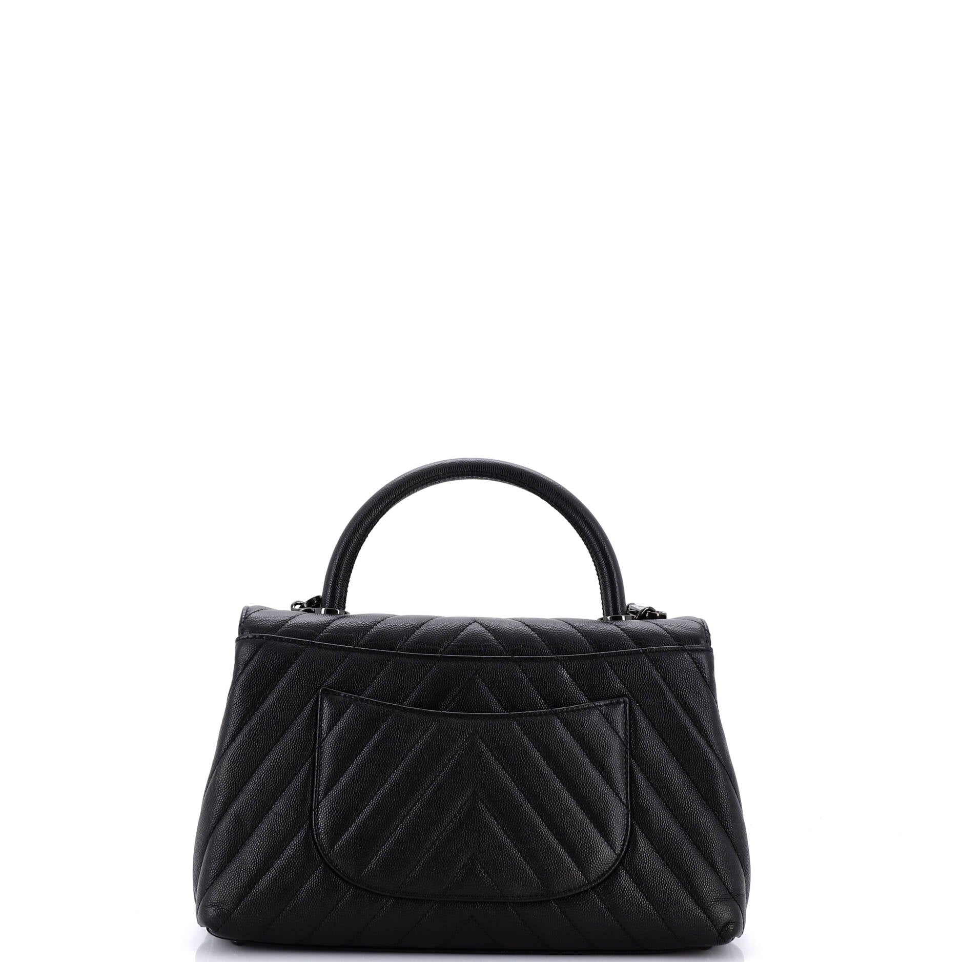 So Black Coco Top Handle Bag Chevron Caviar Small - Image 3