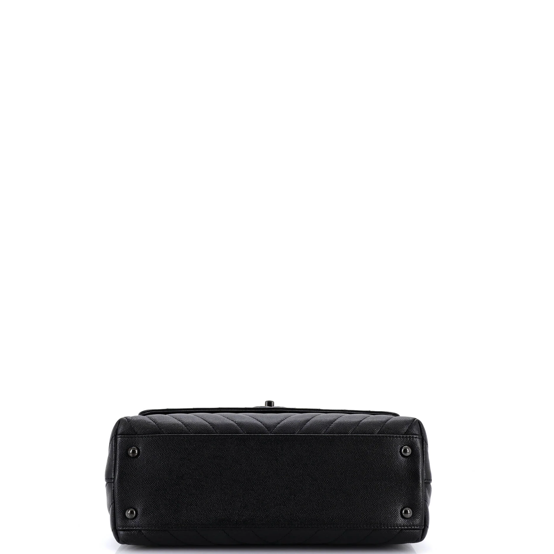 So Black Coco Top Handle Bag Chevron Caviar Small - Image 4