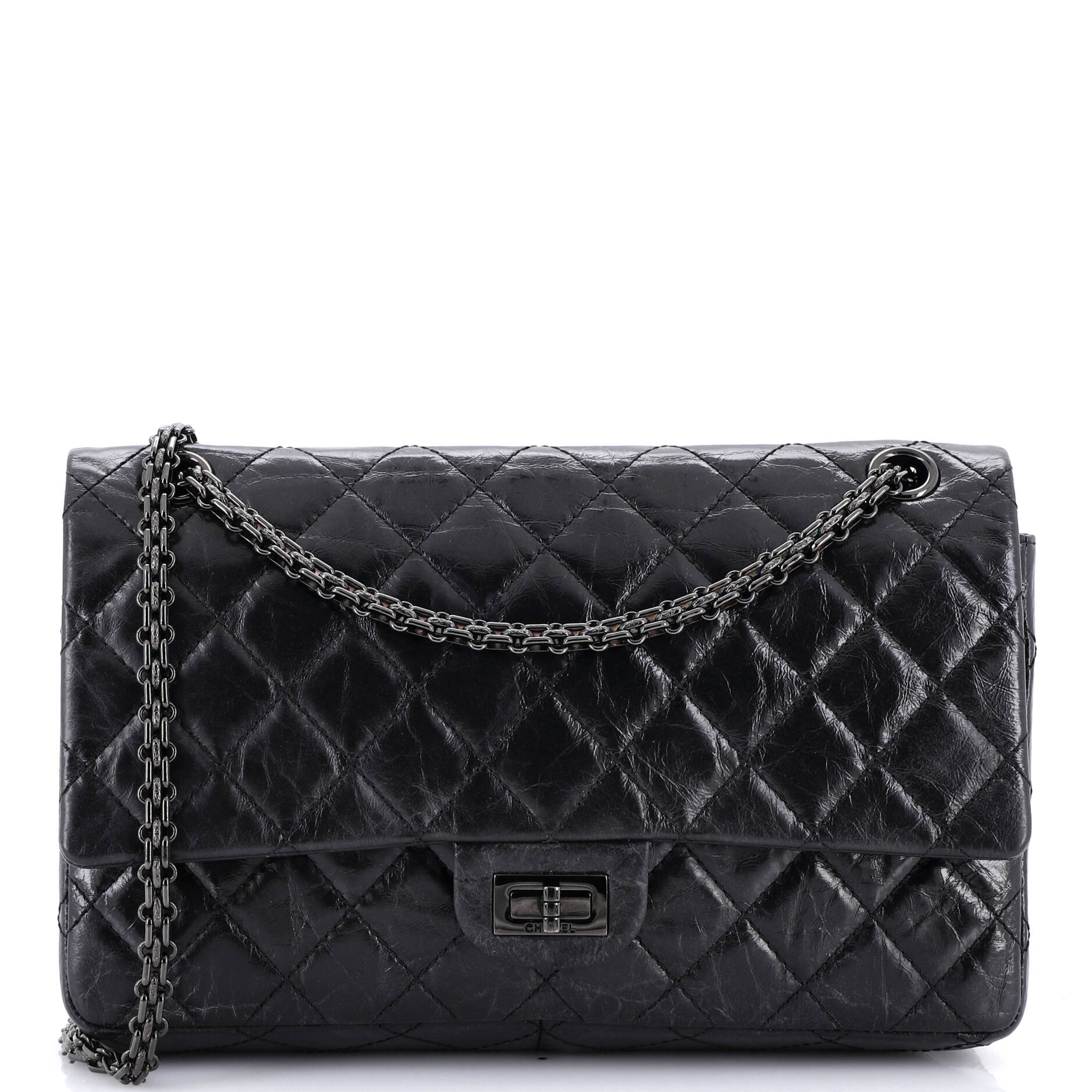 So Black Reissue 2.55 Flap Bag Quilted Aged Calfskin 226
