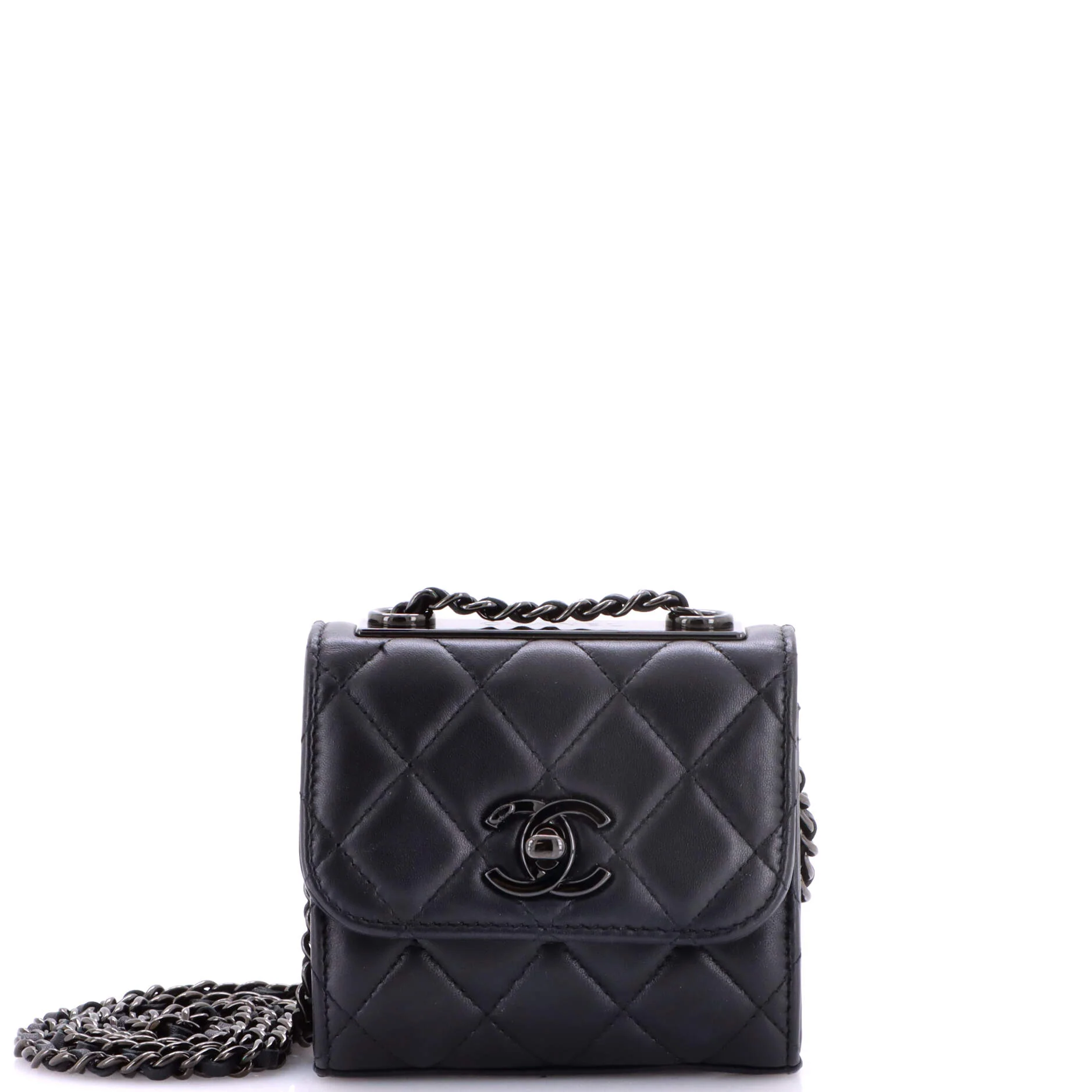 So Black Trendy CC Clutch with Chain Quilted Lambskin Small