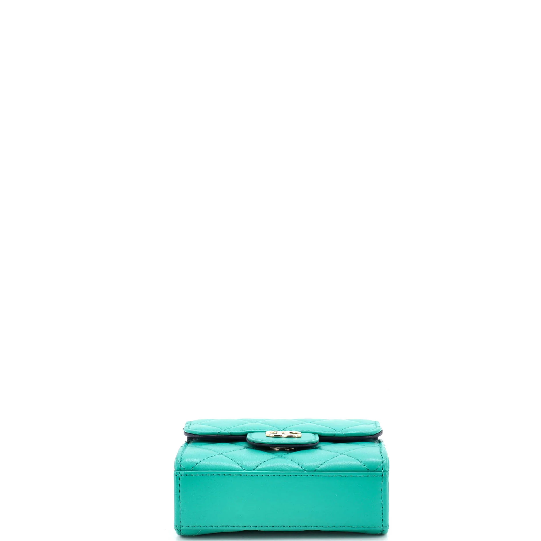 Square Classic Flap Top Handle Clutch with Chain Quilted Lambskin - Image 4