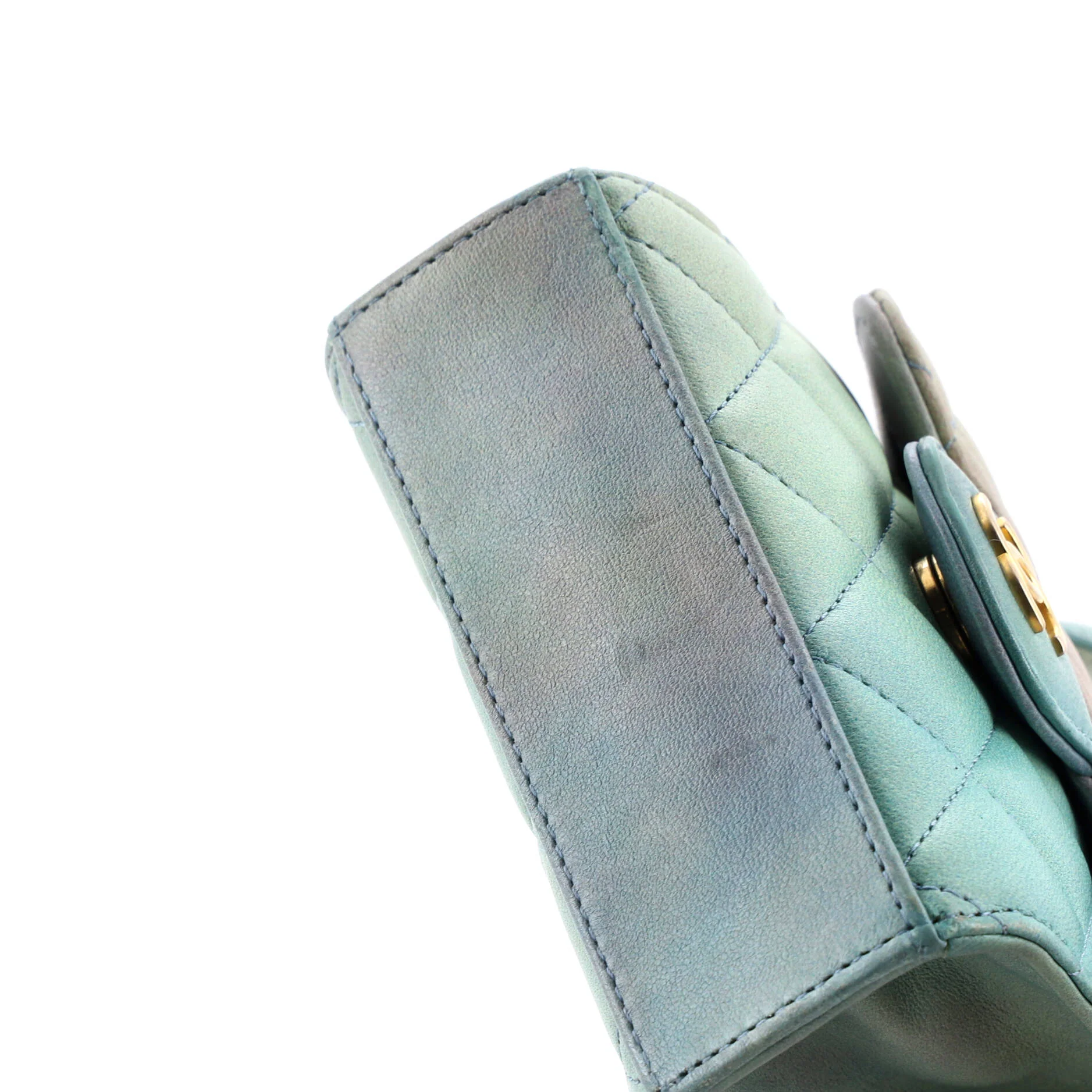 Square Classic Flap Top Handle Clutch with Chain Quilted Lambskin - Image 7
