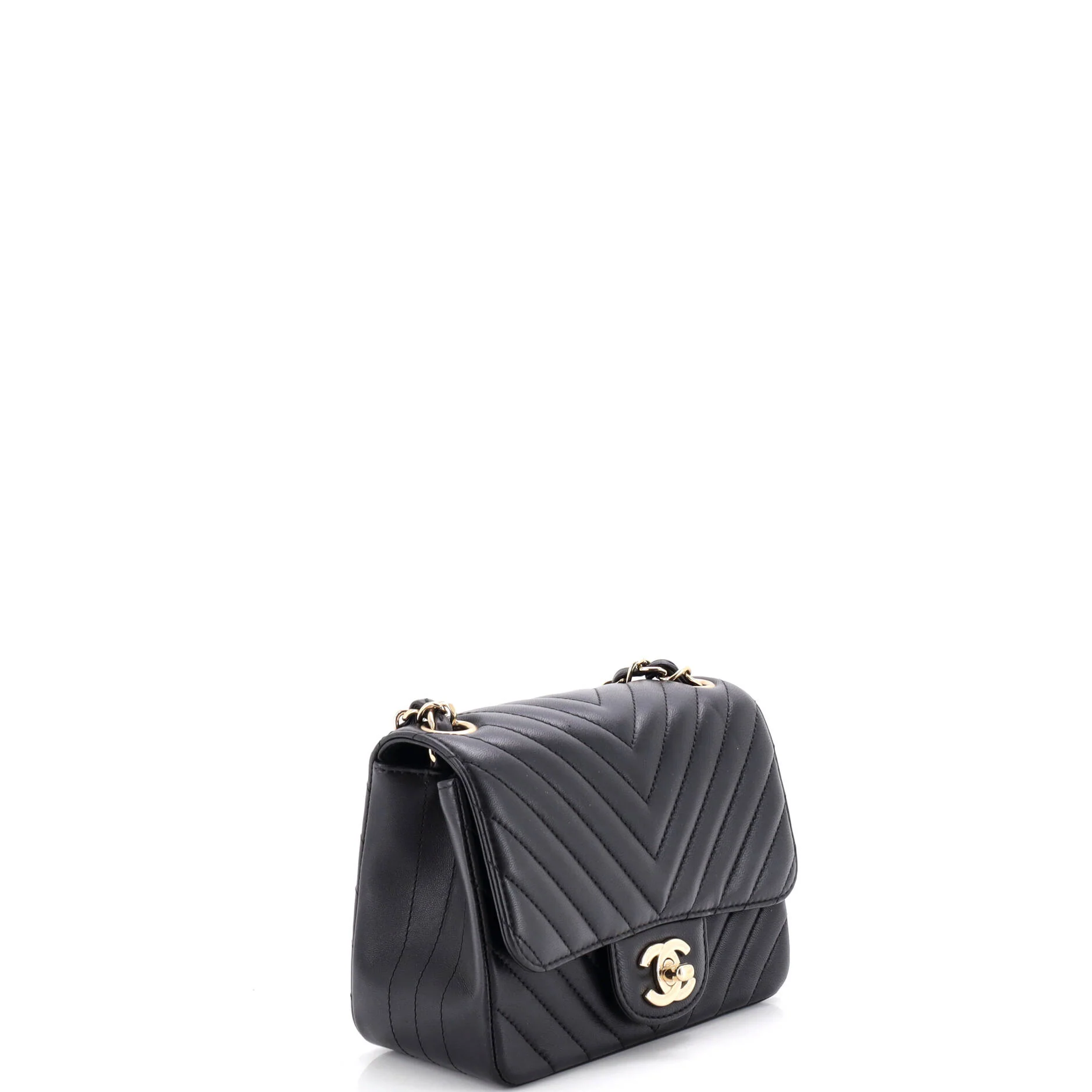 Square Classic Single Flap Bag Chevron Lambskin Mini - Image 2