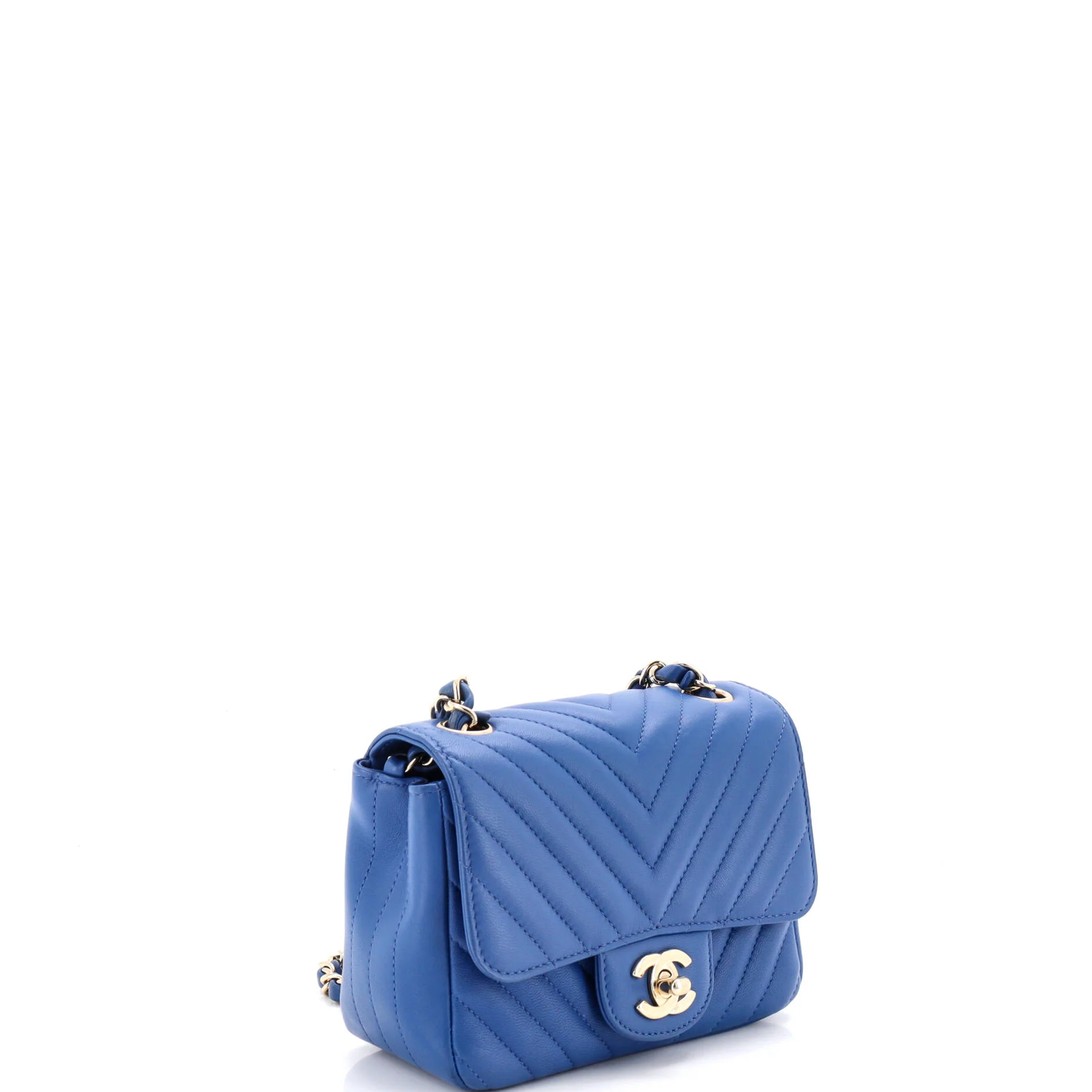 Square Classic Single Flap Bag Chevron Lambskin Mini - Image 3