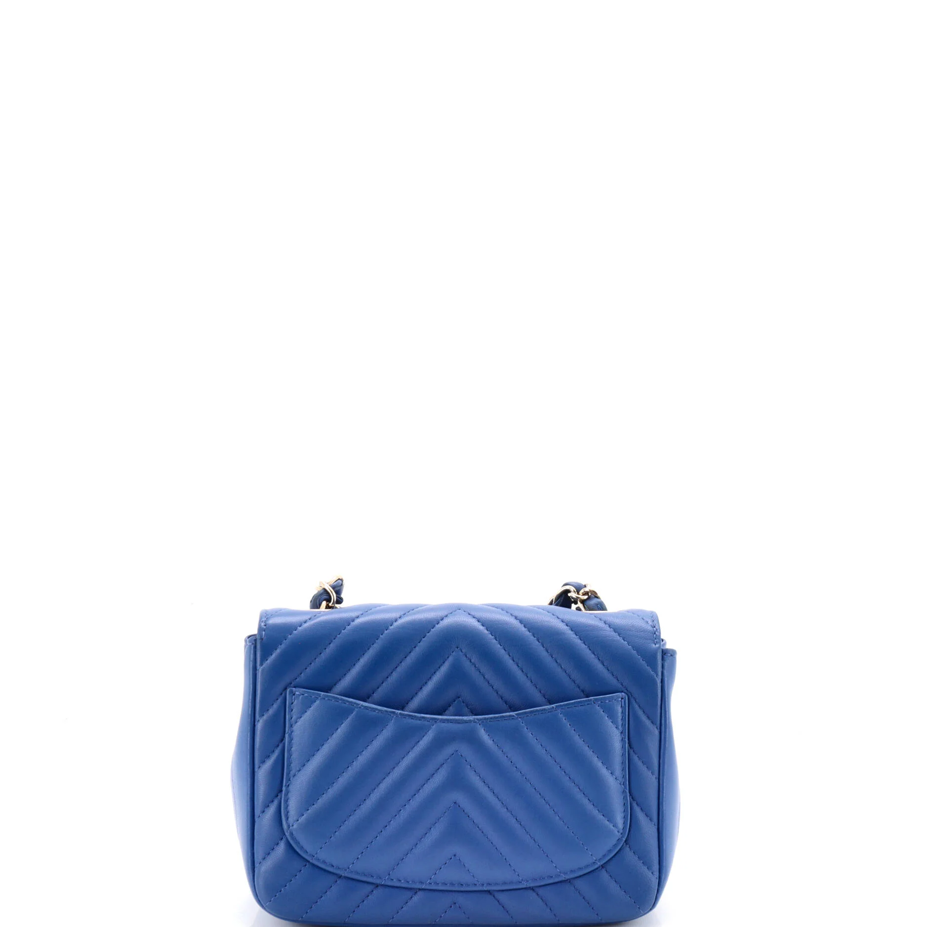 Square Classic Single Flap Bag Chevron Lambskin Mini - Image 4