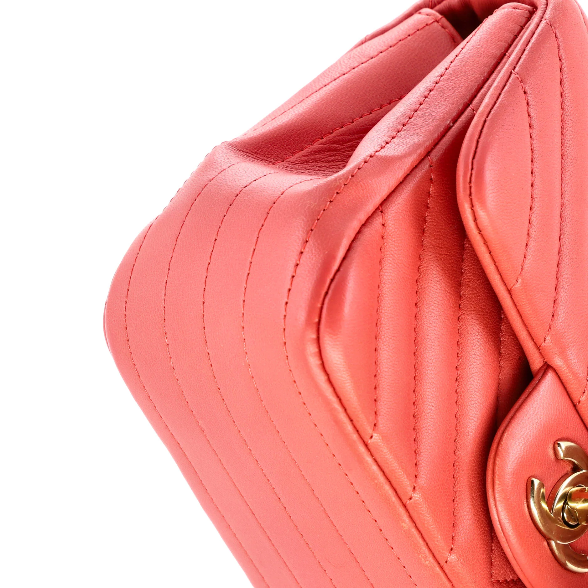 Square Classic Single Flap Bag Chevron Lambskin Mini - Image 6