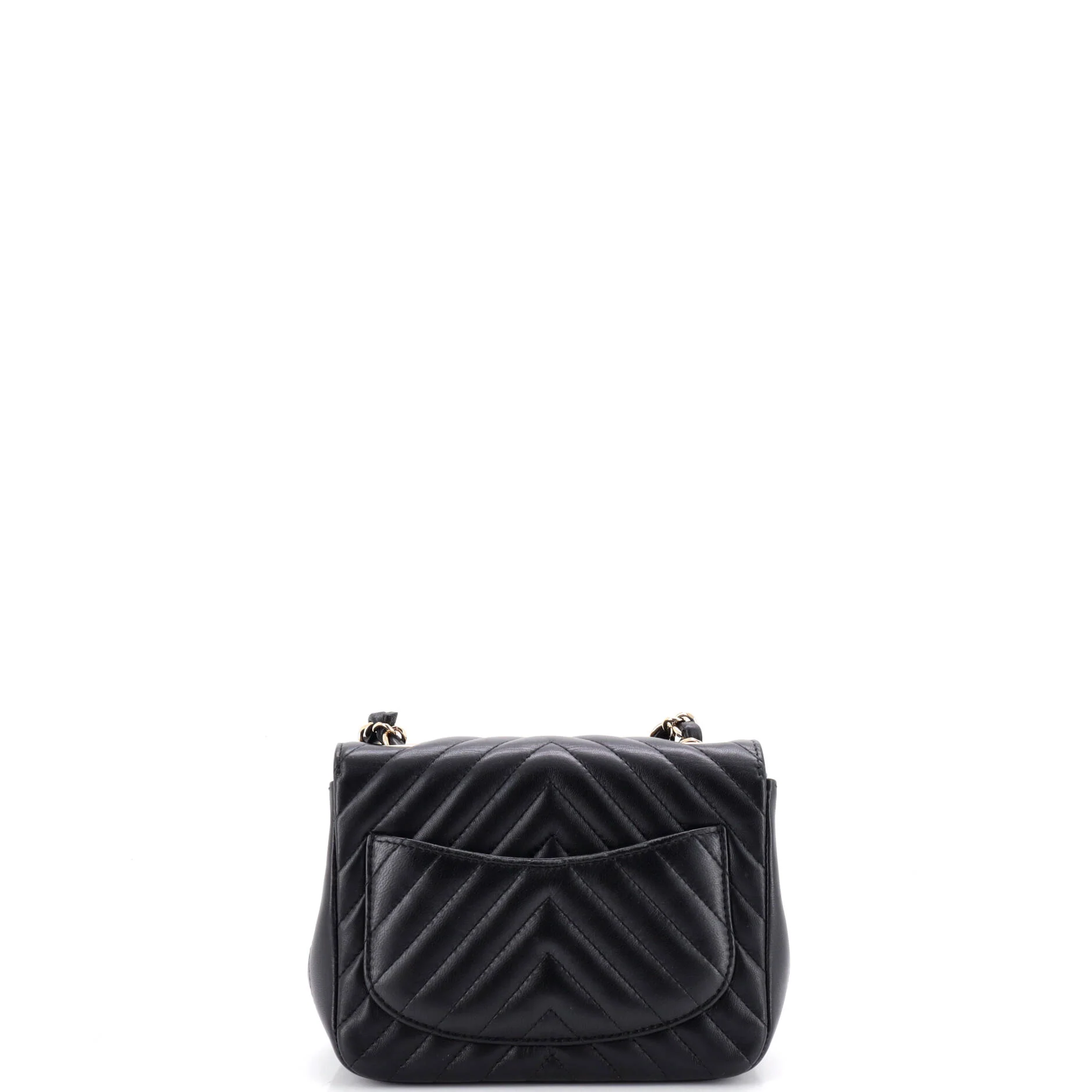 Square Classic Single Flap Bag Chevron Lambskin Mini - Image 3