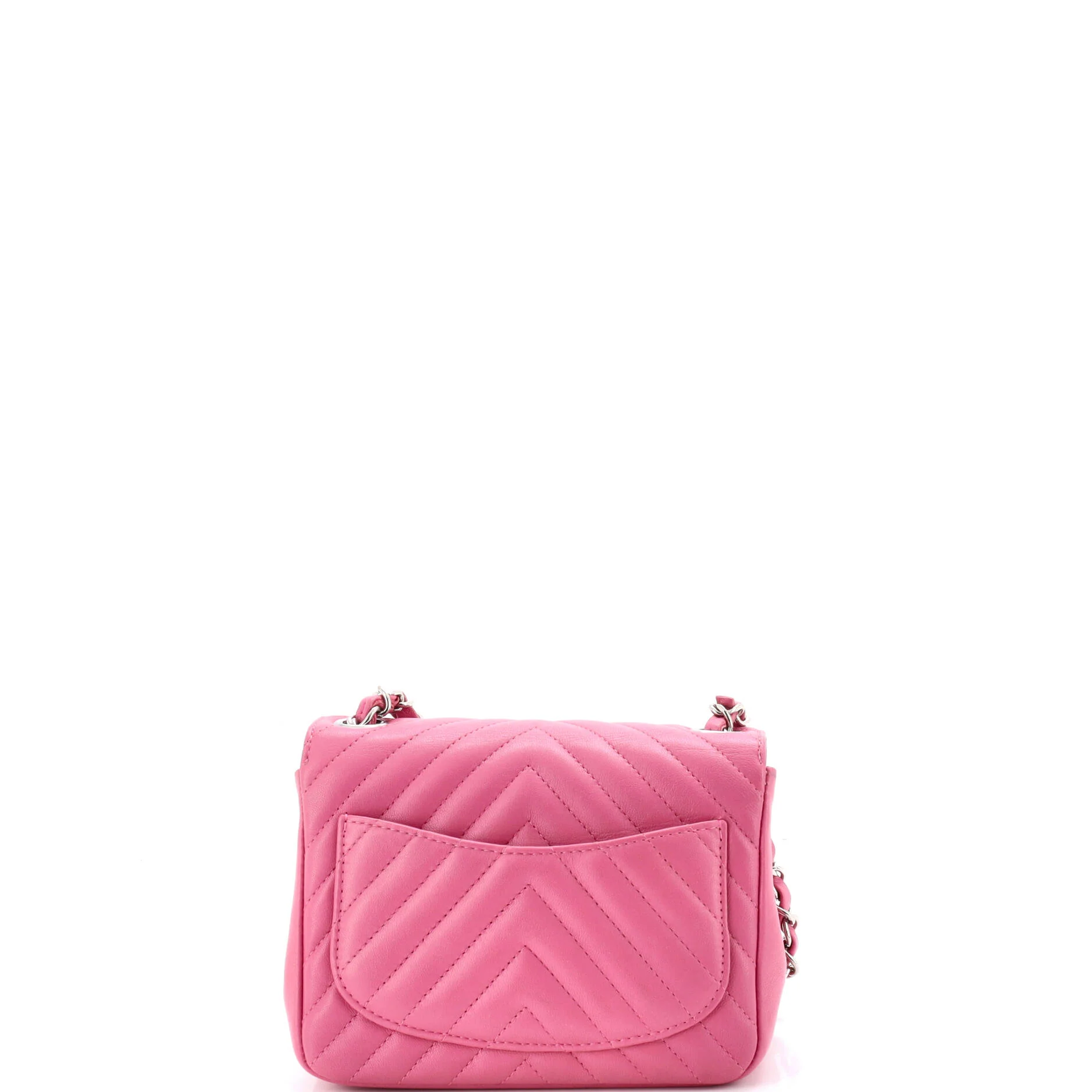 Square Classic Single Flap Bag Chevron Lambskin Mini - Image 4