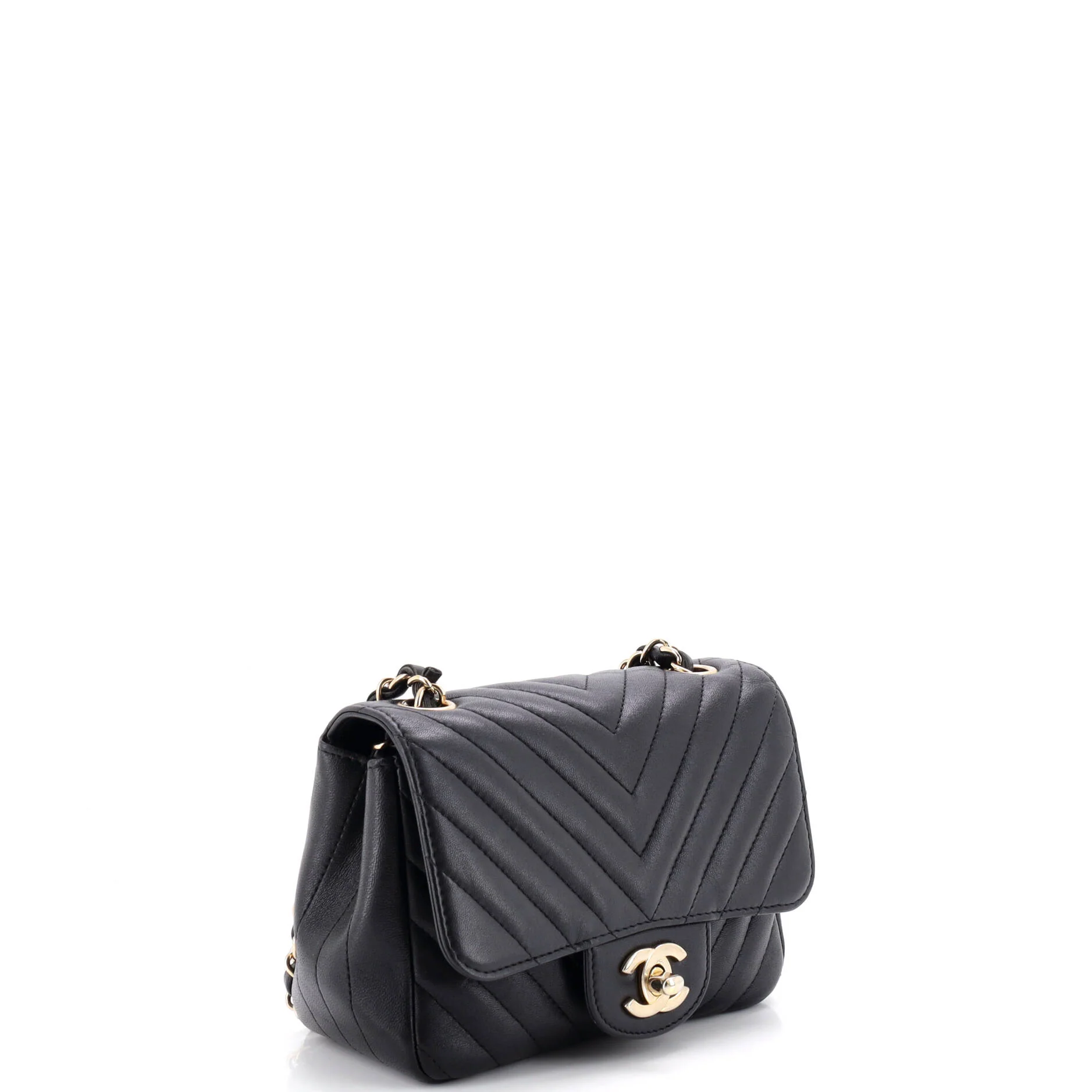 Square Classic Single Flap Bag Chevron Lambskin Mini - Image 2