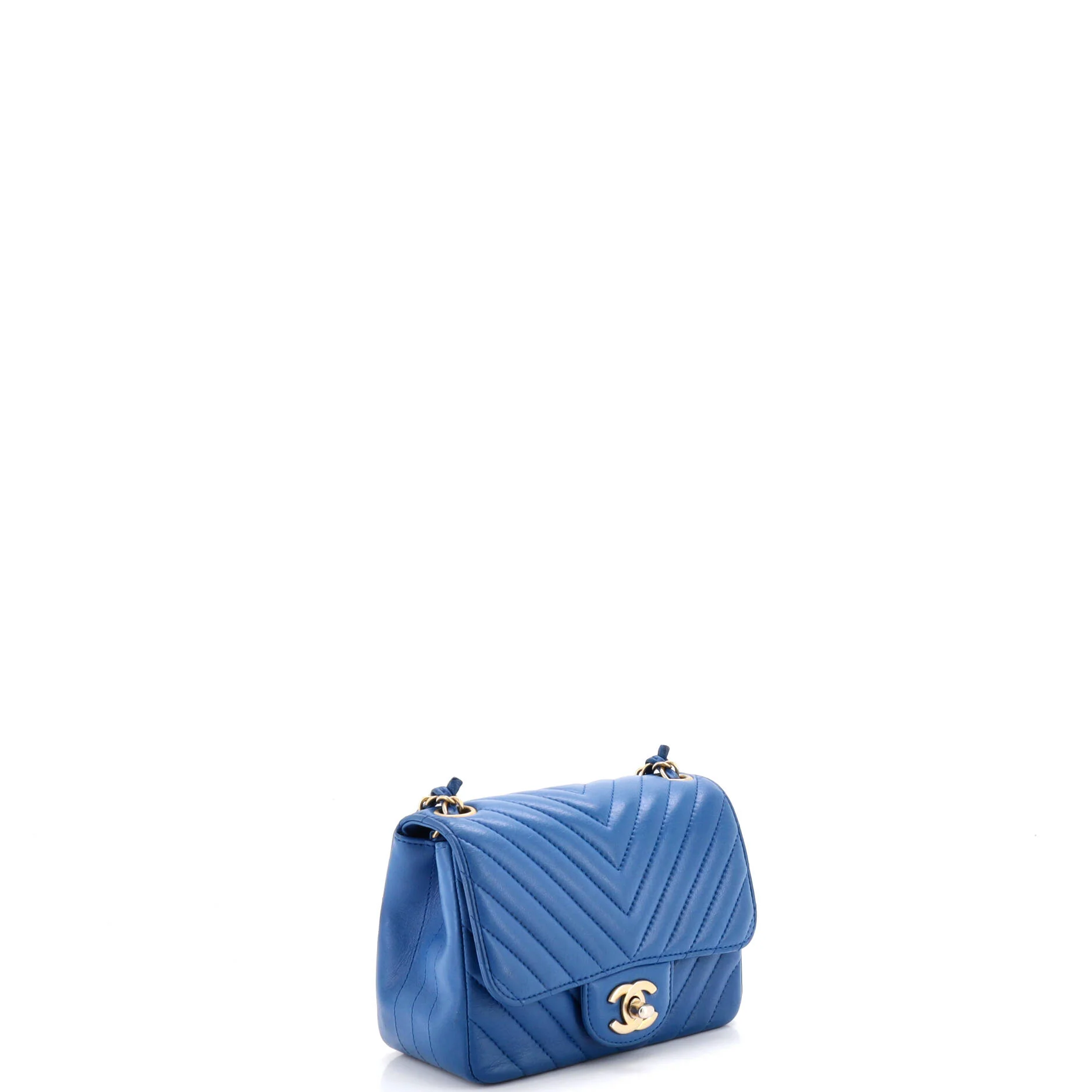 Square Classic Single Flap Bag Chevron Lambskin Mini - Image 2