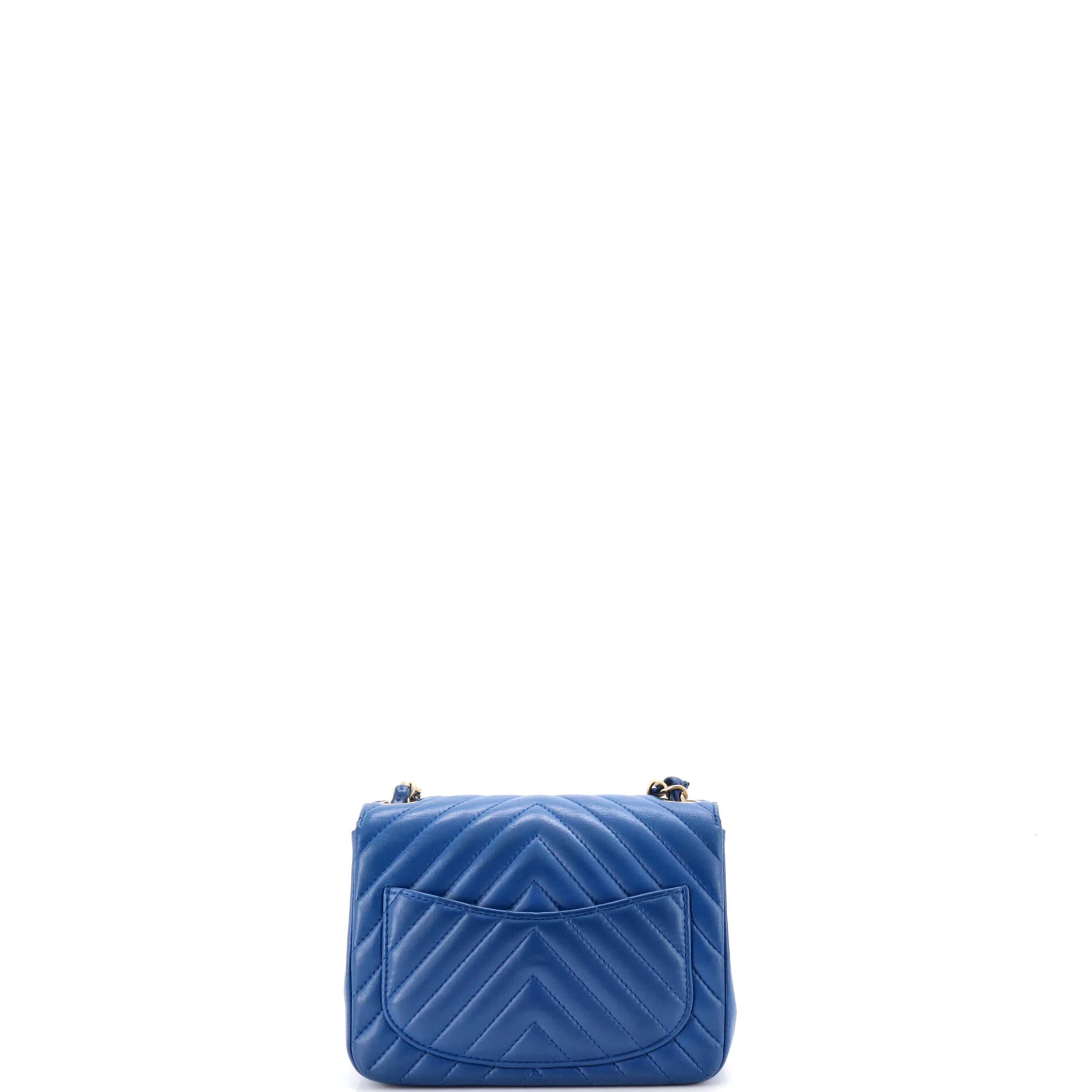 Square Classic Single Flap Bag Chevron Lambskin Mini - Image 3