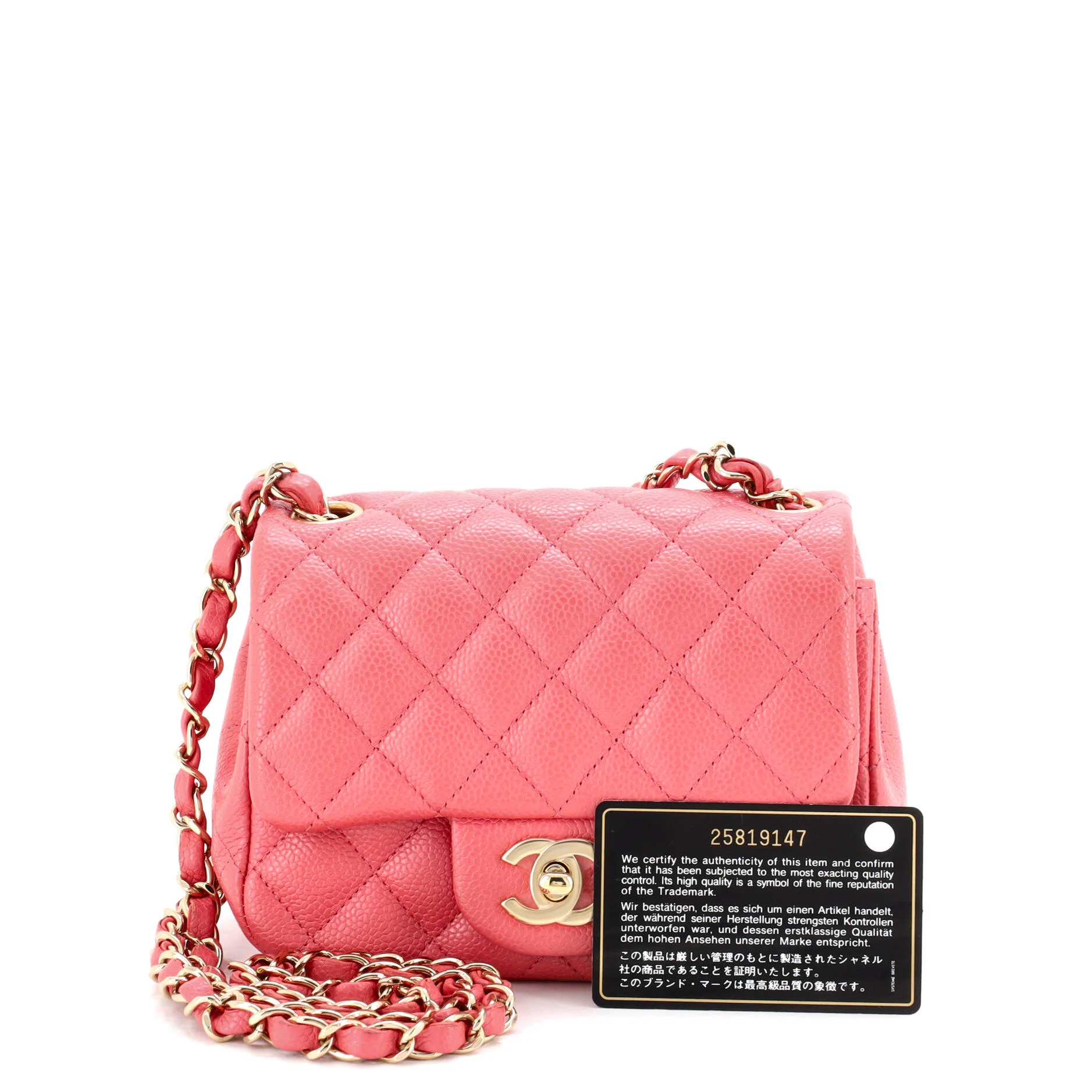 Square Classic Single Flap Bag Quilted Caviar Mini - Image 2