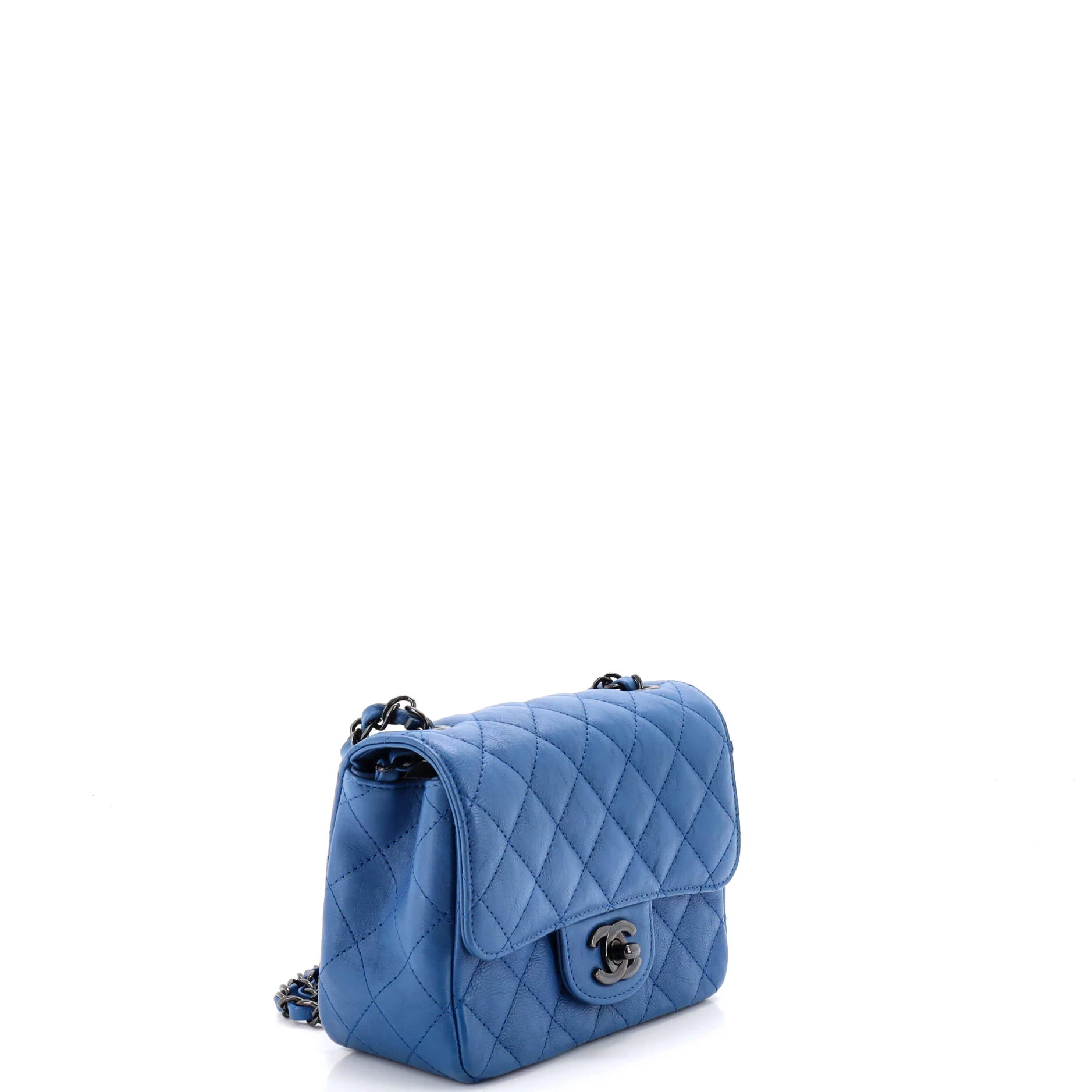 Square Classic Single Flap Bag Quilted Crumpled Calfskin Mini - Image 3
