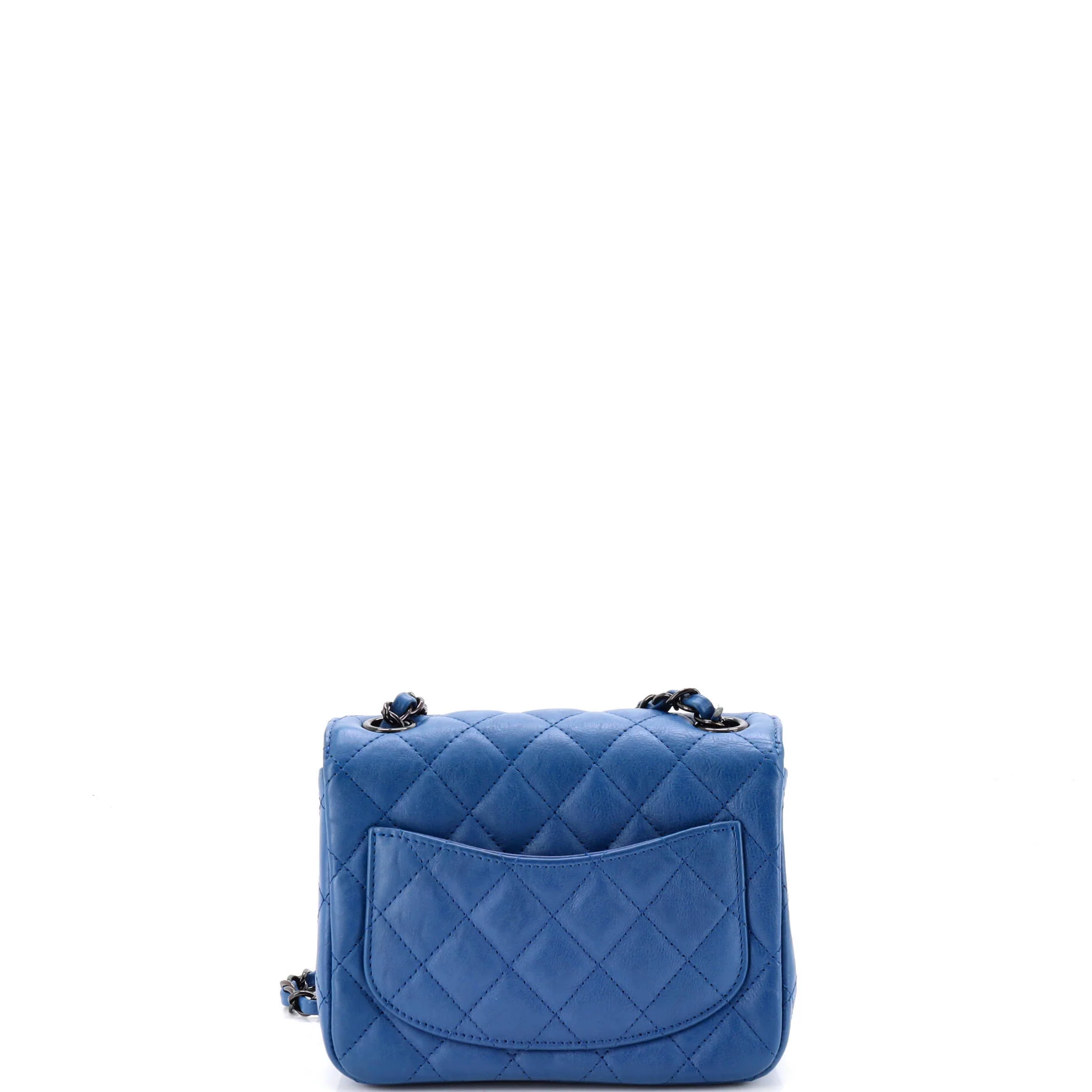 Square Classic Single Flap Bag Quilted Crumpled Calfskin Mini - Image 4
