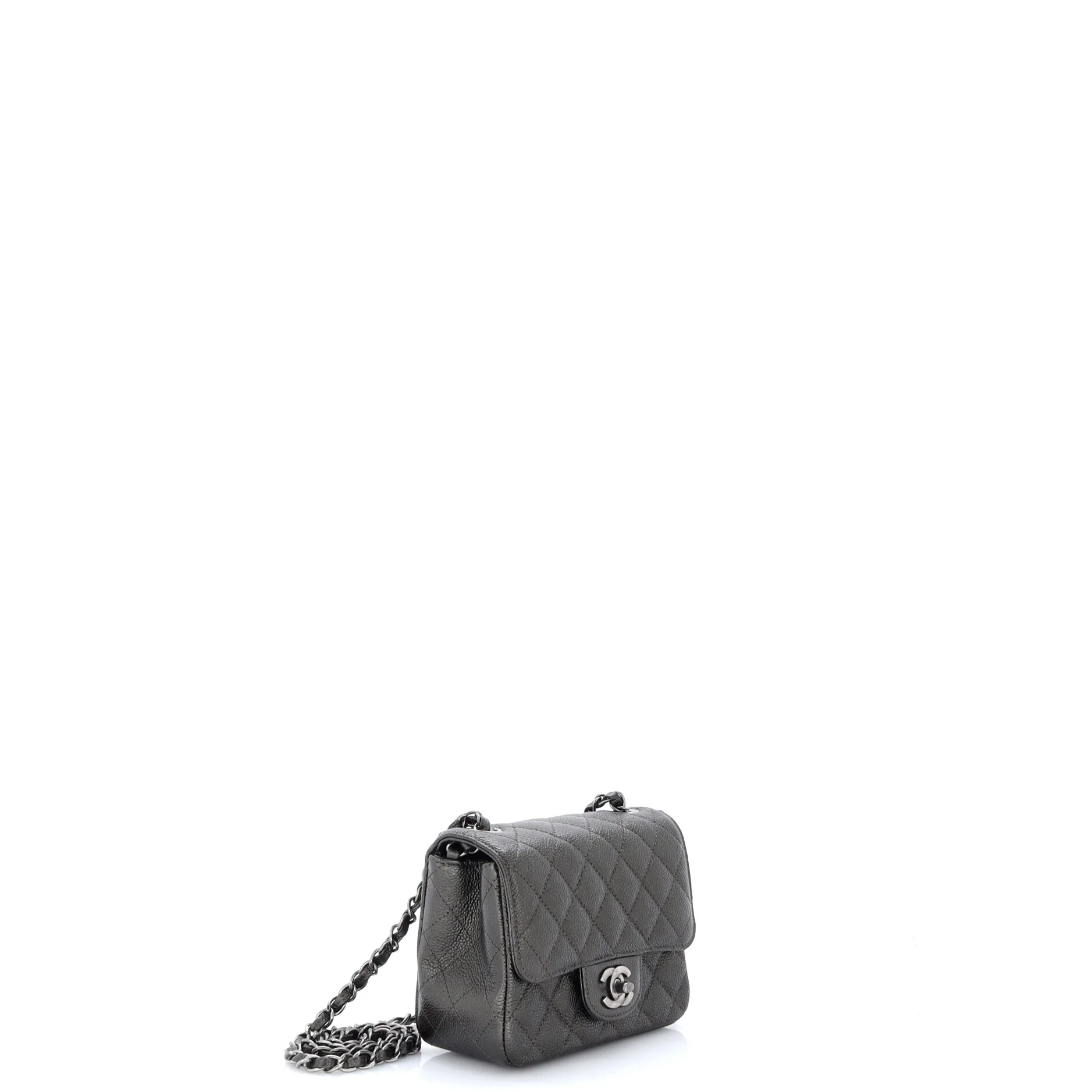 Square Classic Single Flap Bag Quilted Iridescent Caviar Mini - Image 2
