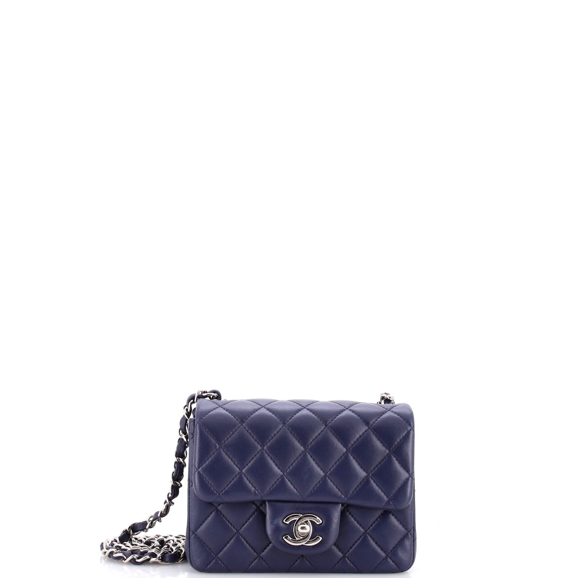 Square Classic Single Flap Bag Quilted Lambskin Mini