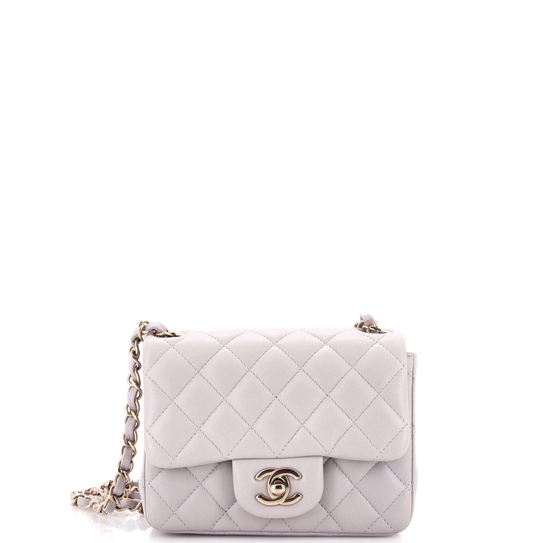 Square Classic Single Flap Bag Quilted Lambskin Mini