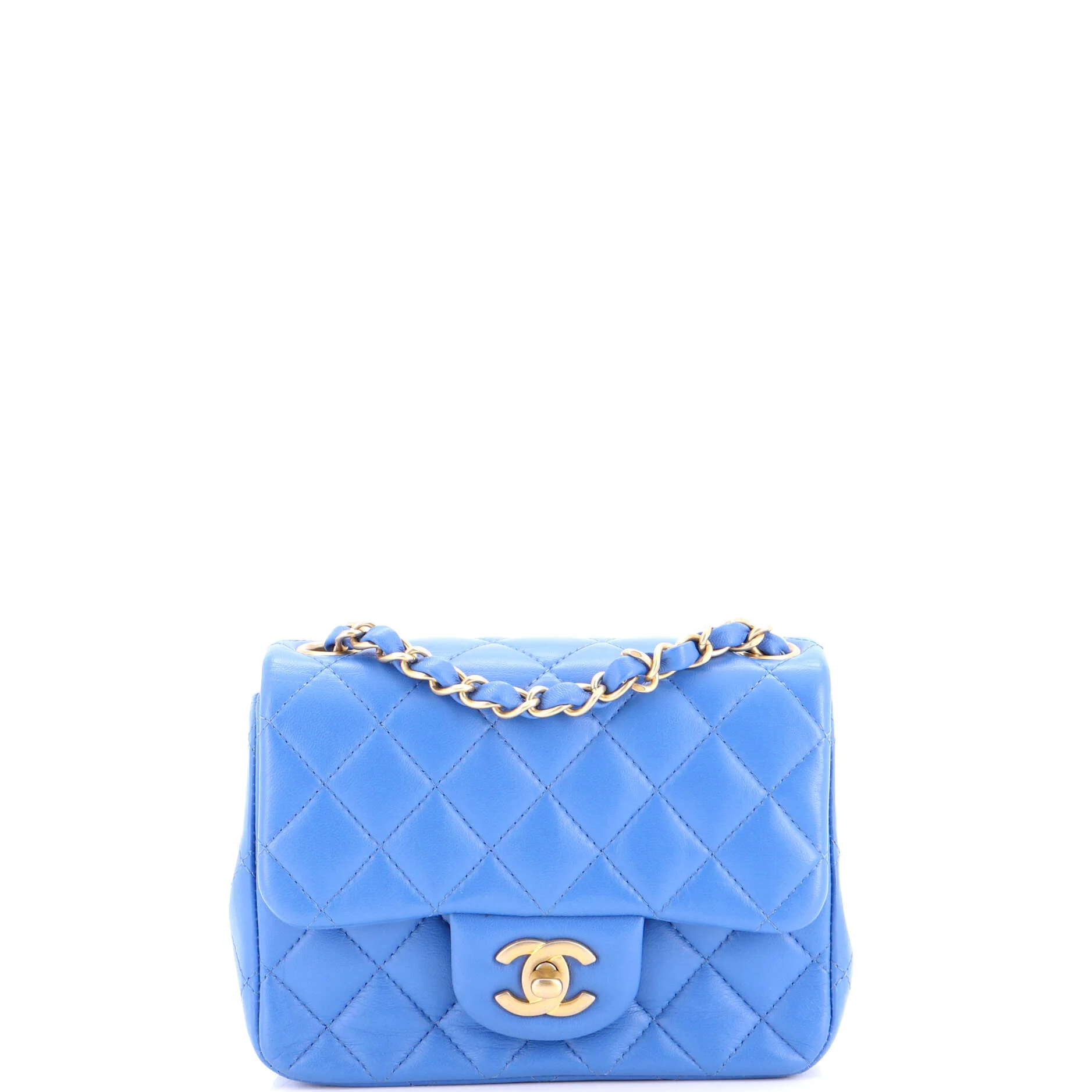 Square Classic Single Flap Bag Quilted Lambskin Mini