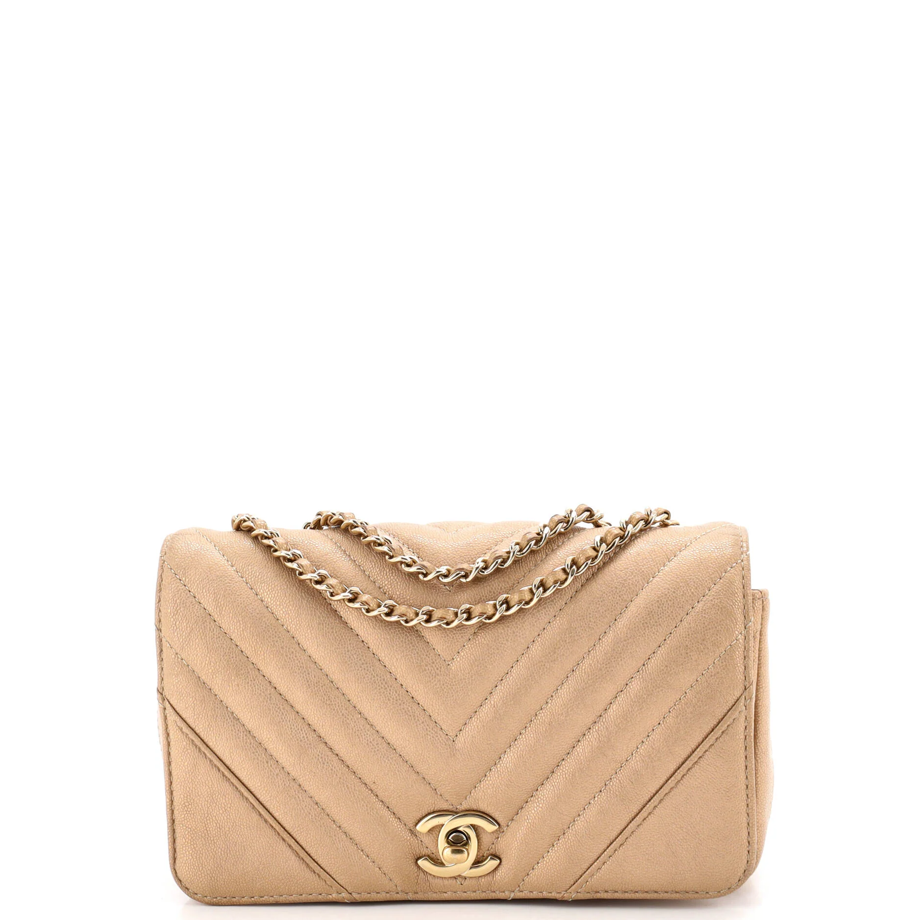 Statement Flap Bag Chevron Iridescent Caviar Mini