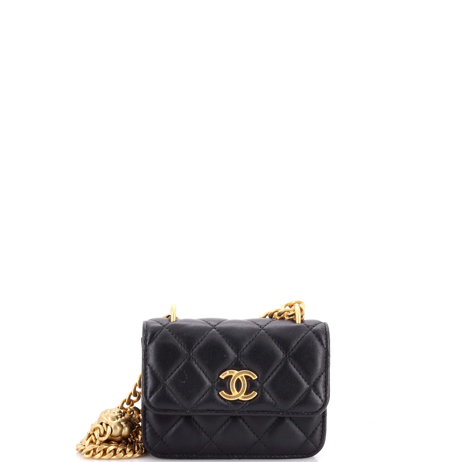 Sweet Camellia Flap Clutch with Chain Quilted Lambskin Mini