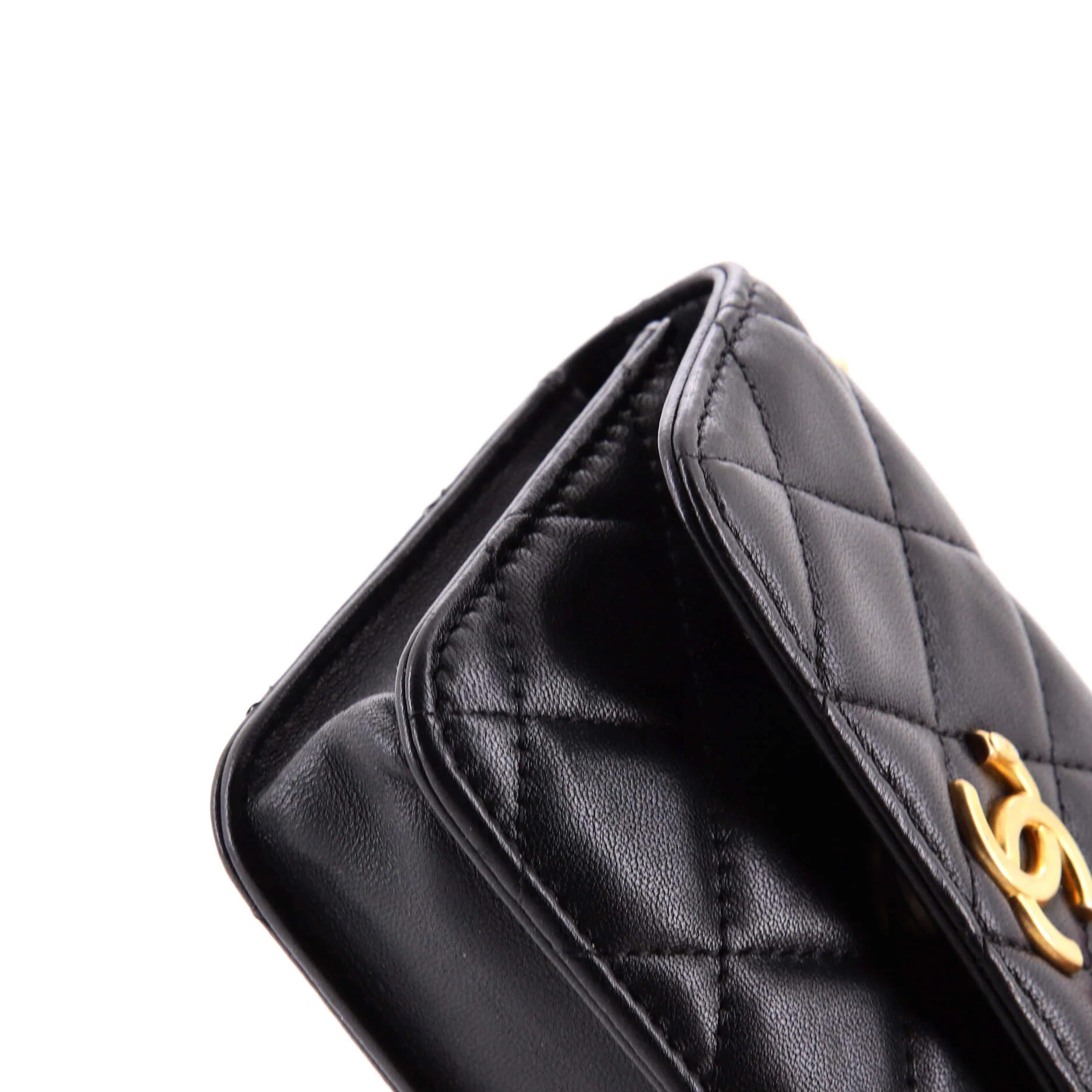 Sweet Camellia Flap Clutch with Chain Quilted Lambskin Mini - Image 6