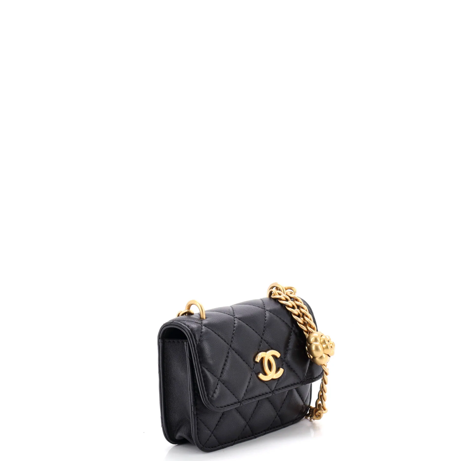 Sweet Camellia Flap Clutch with Chain Quilted Lambskin Mini - Image 2