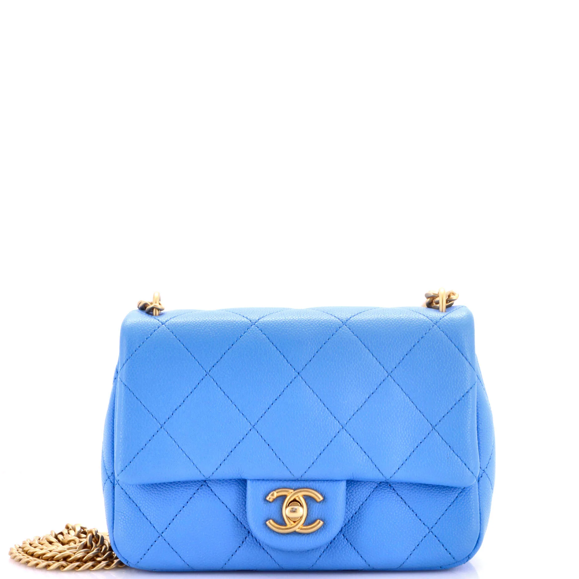 Sweet Heart Chain Flap Bag Quilted Caviar Mini