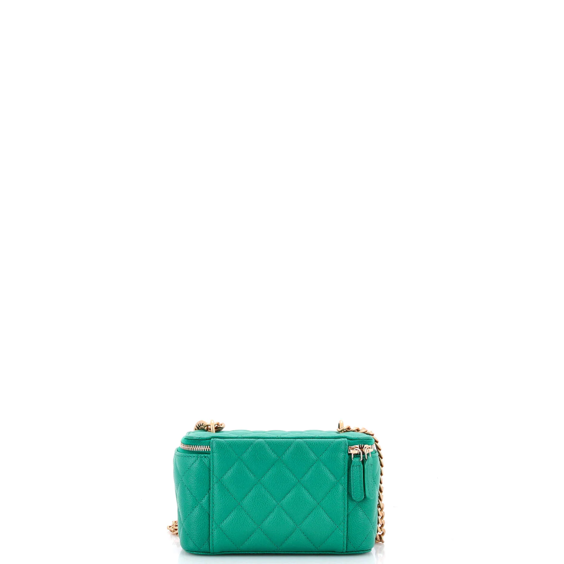 Sweet Heart Vanity Case with Chain Quilted Caviar Small - Image 3