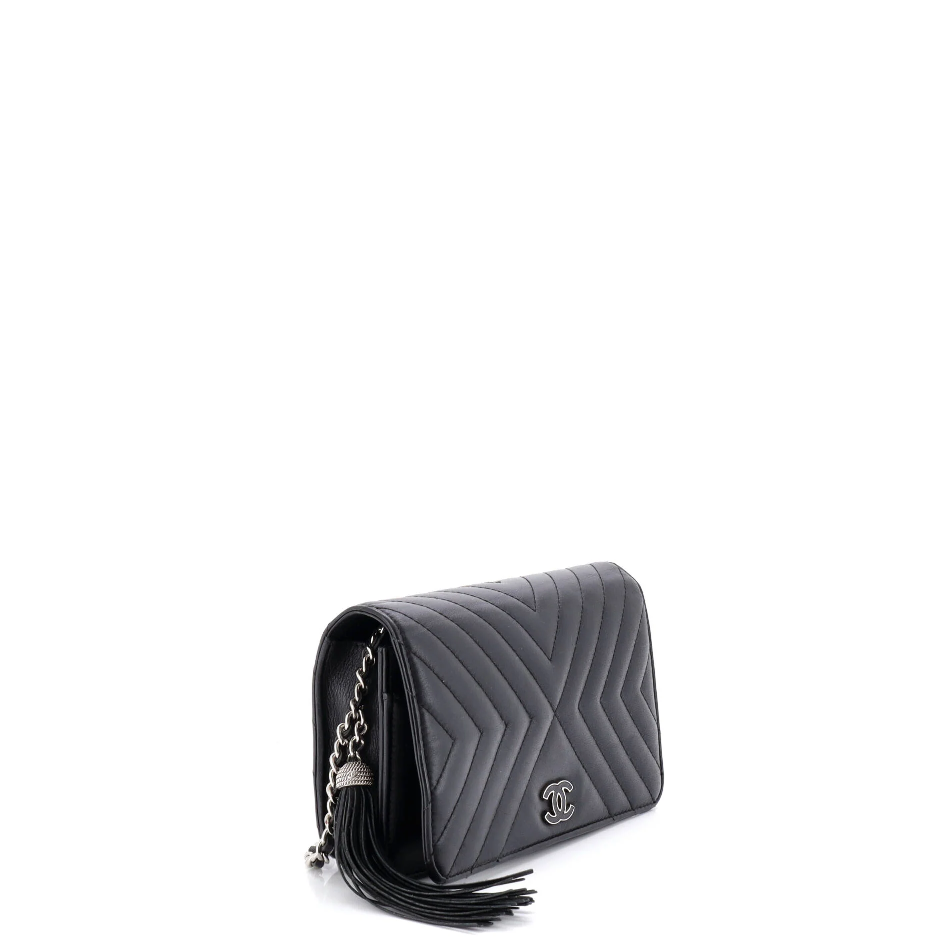 Tassel Wallet on Chain Chevron Calfskin - Image 3