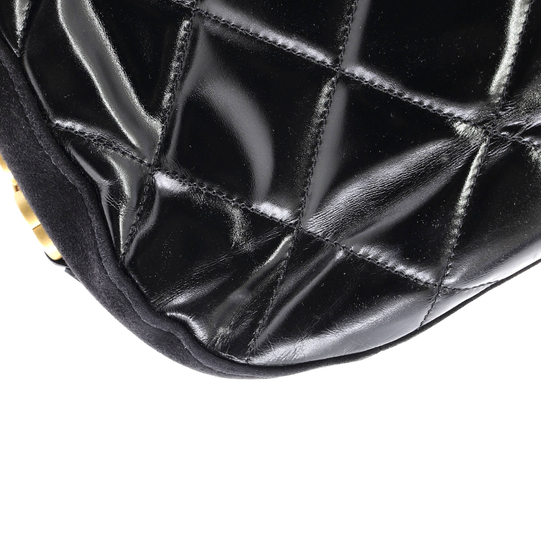 Tiny CC Link Hobo Quilted Shiny Calfskin and Suede Medium - Image 7
