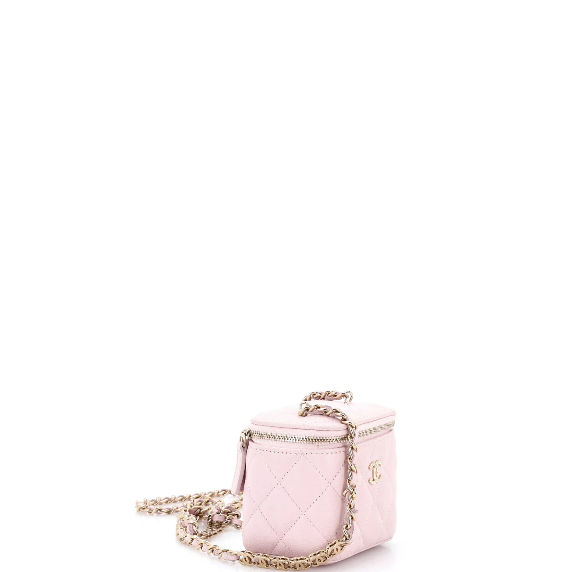 Tiny CC Link Vanity Case with Chain Quilted Caviar Mini - Image 3