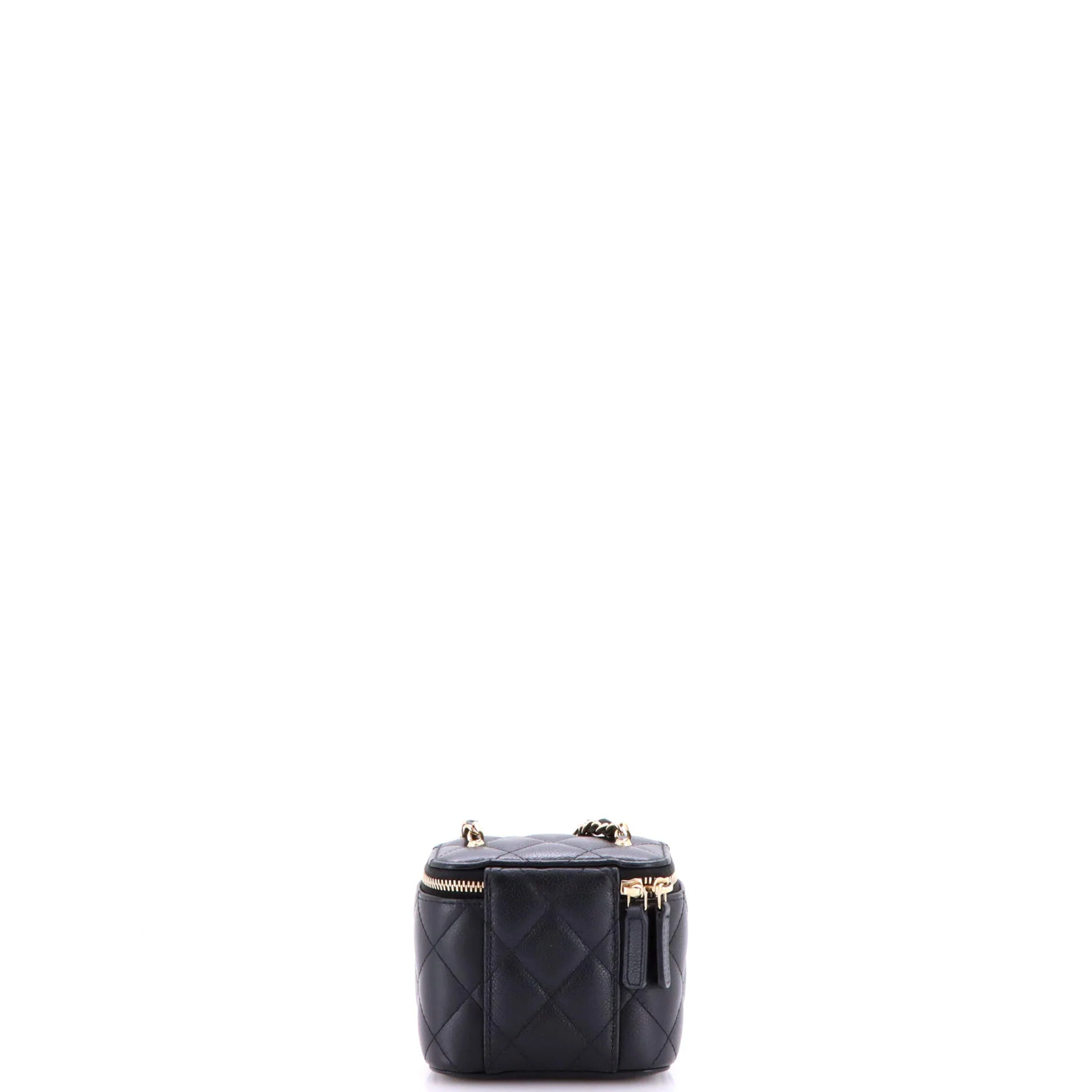 Tiny CC Link Vanity Case with Chain Quilted Caviar Mini - Image 3