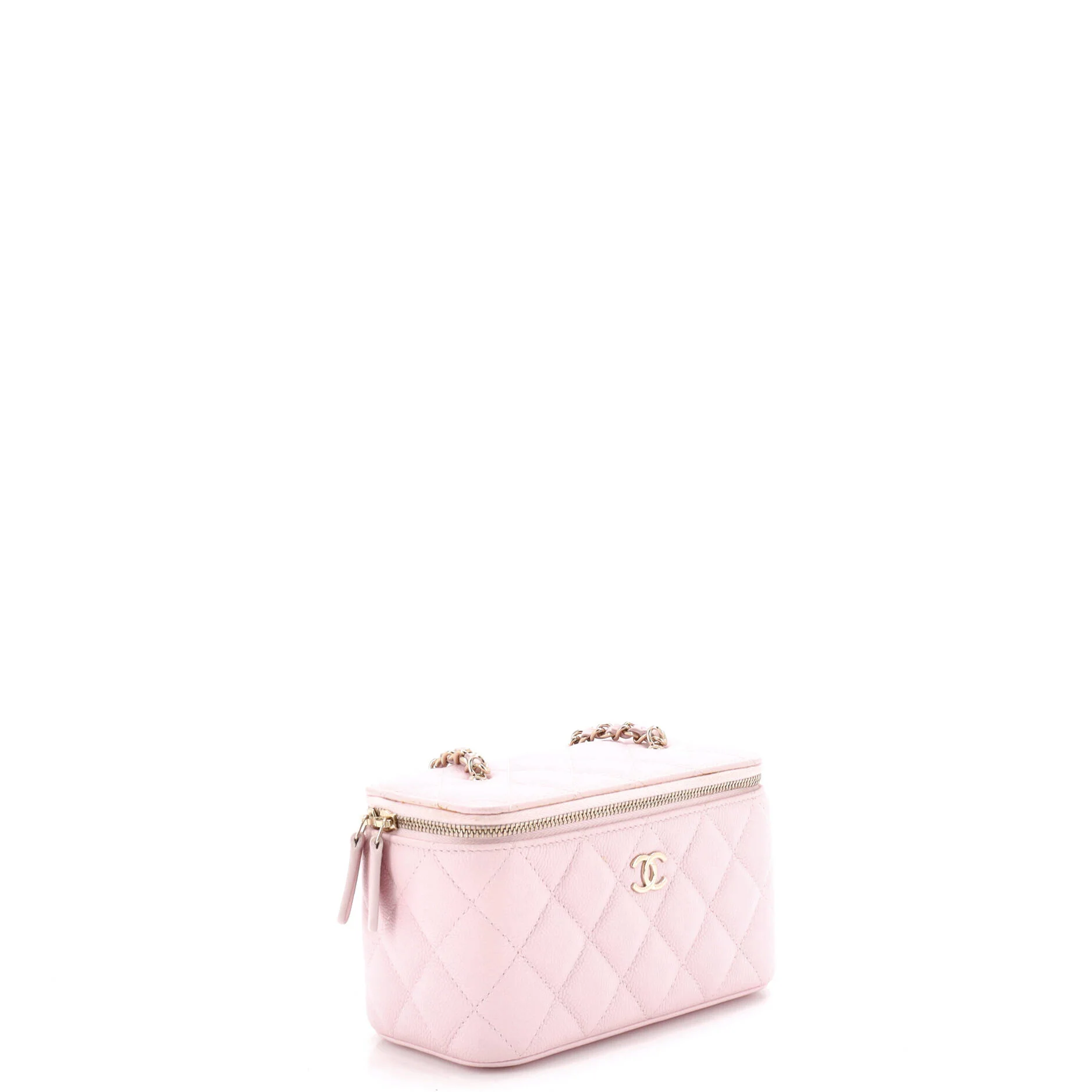 Tiny CC Link Vanity Case with Chain Quilted Caviar Small - Image 2