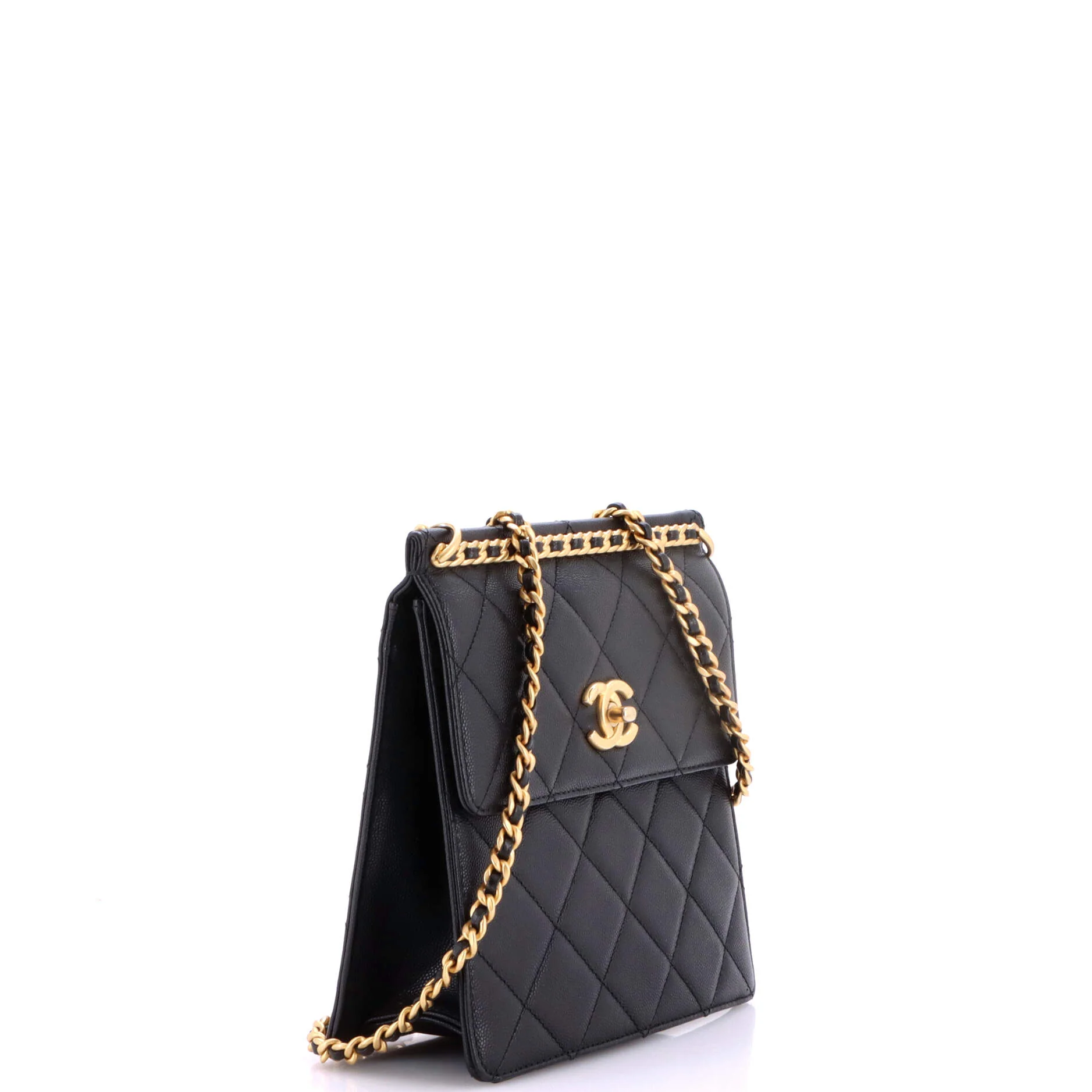 Top Chain CC Square Backpack Quilted Caviar - Image 2