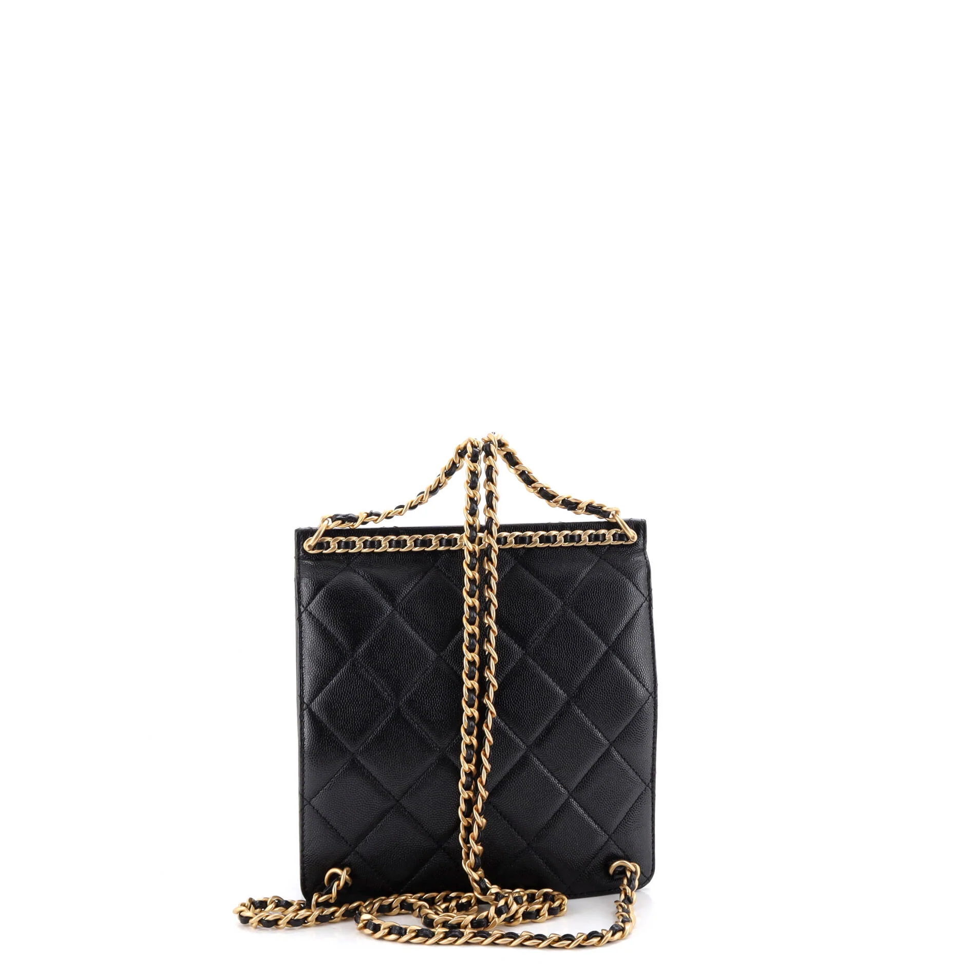 Top Chain CC Square Backpack Quilted Caviar - Image 3