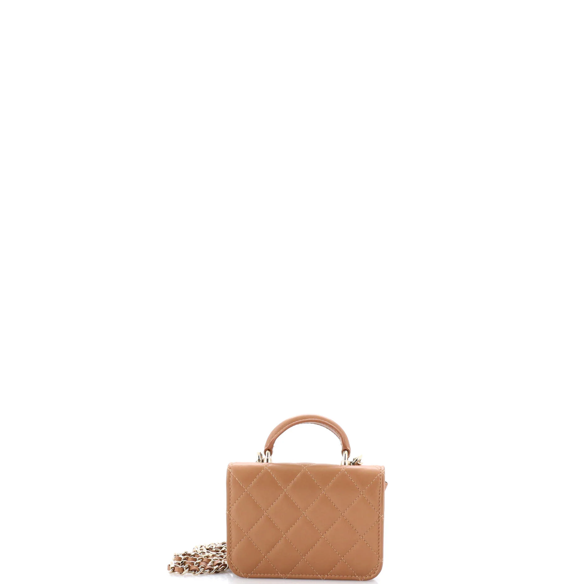 Top Handle Flap Coin Purse with Chain Quilted Lambskin - Image 3