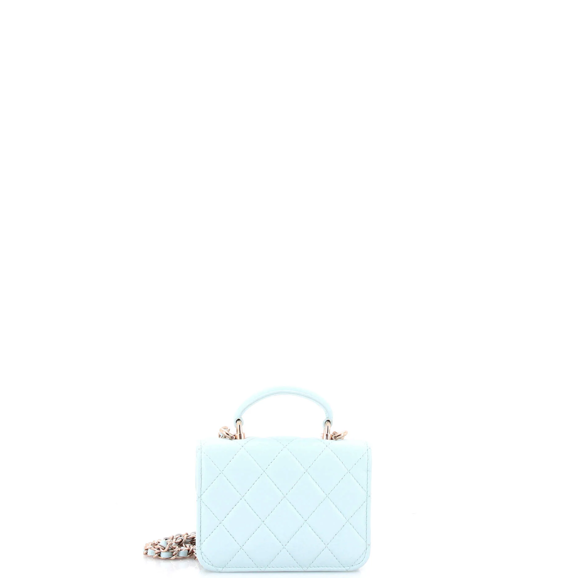 Top Handle Flap Coin Purse with Chain Quilted Lambskin - Image 3