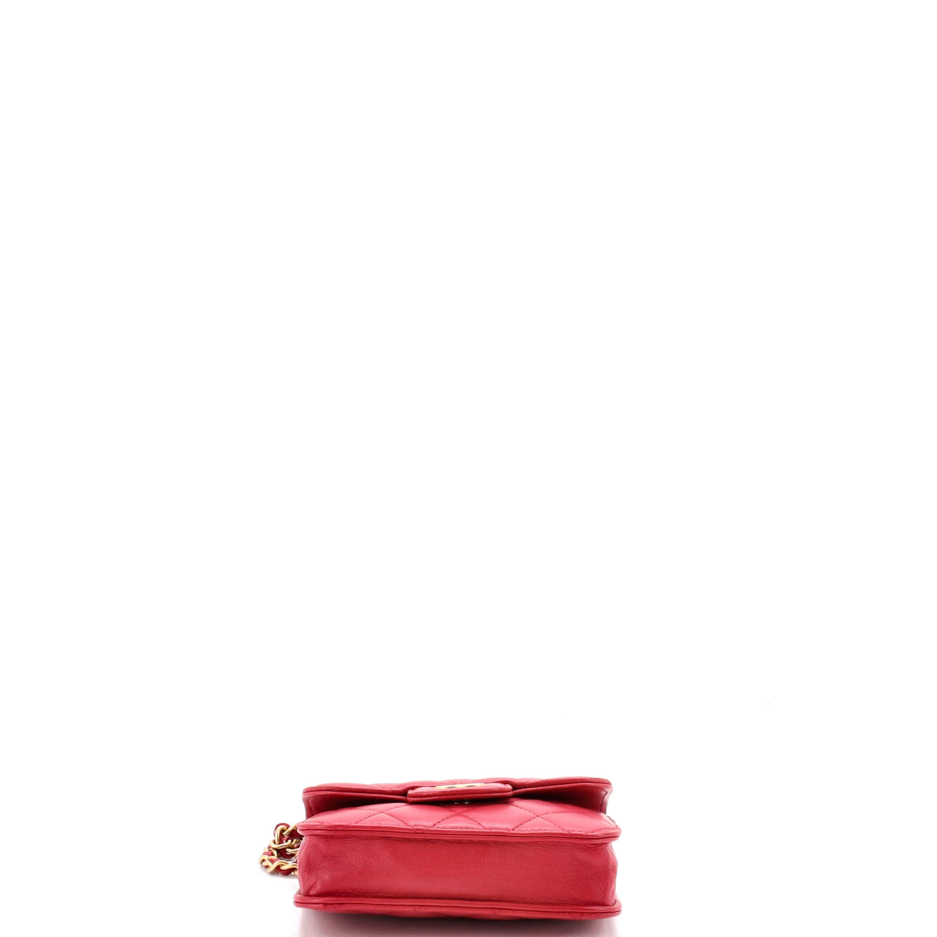Top Handle Flap Coin Purse with Chain Quilted Lambskin - Image 5