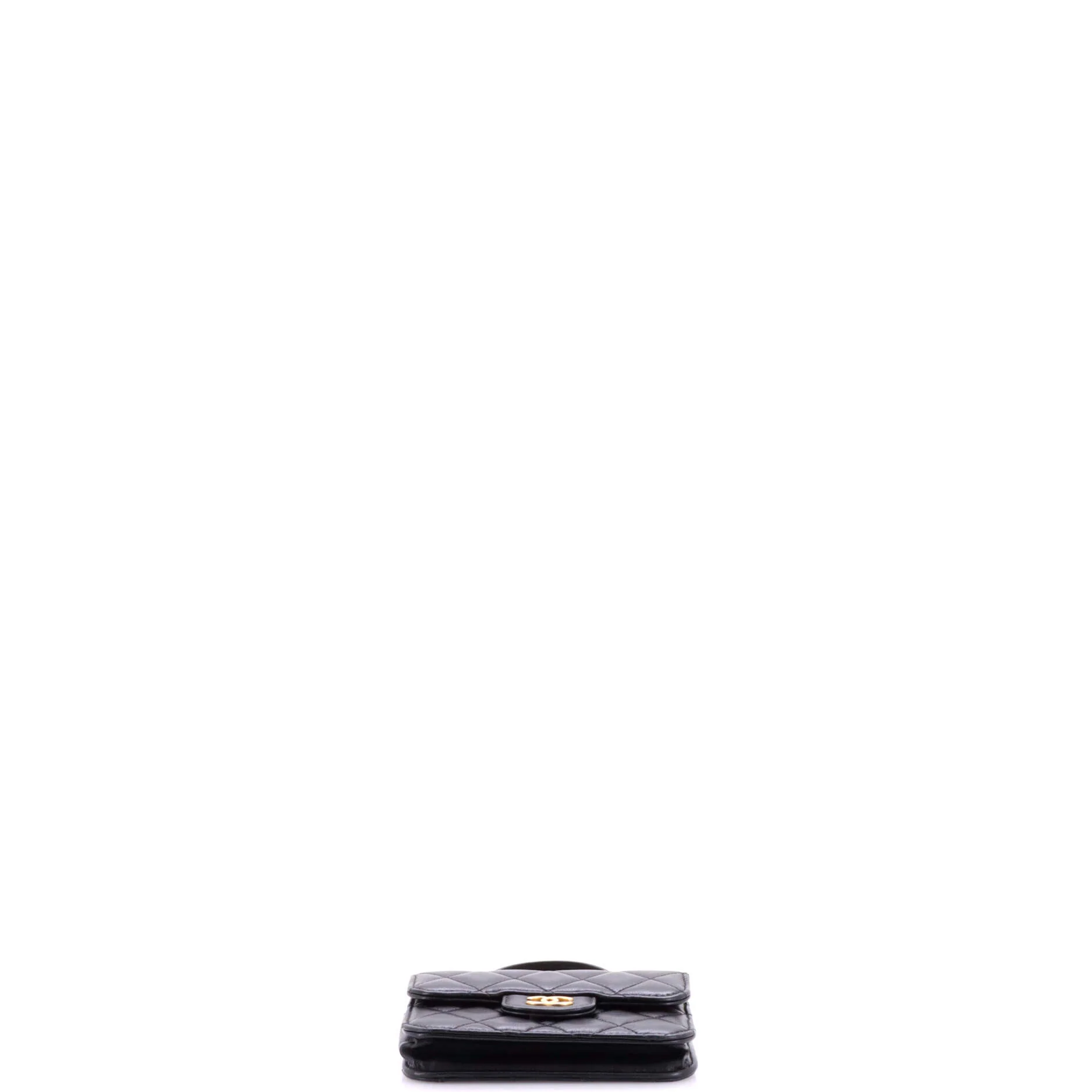 Top Handle Flap Coin Purse with Chain Quilted Lambskin - Image 4