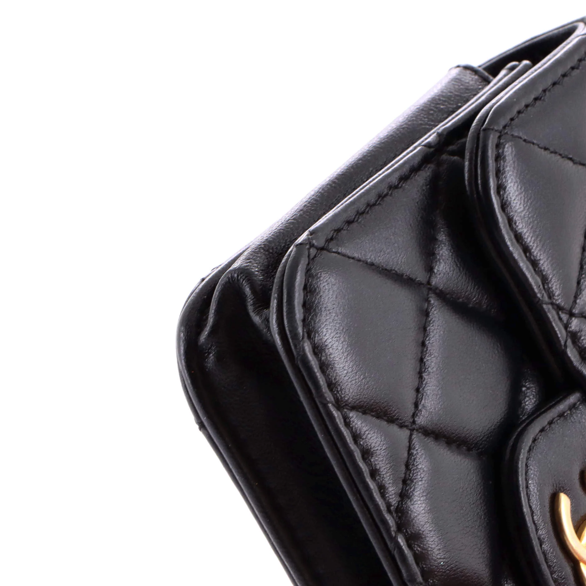 Top Handle Flap Coin Purse with Chain Quilted Lambskin - Image 6