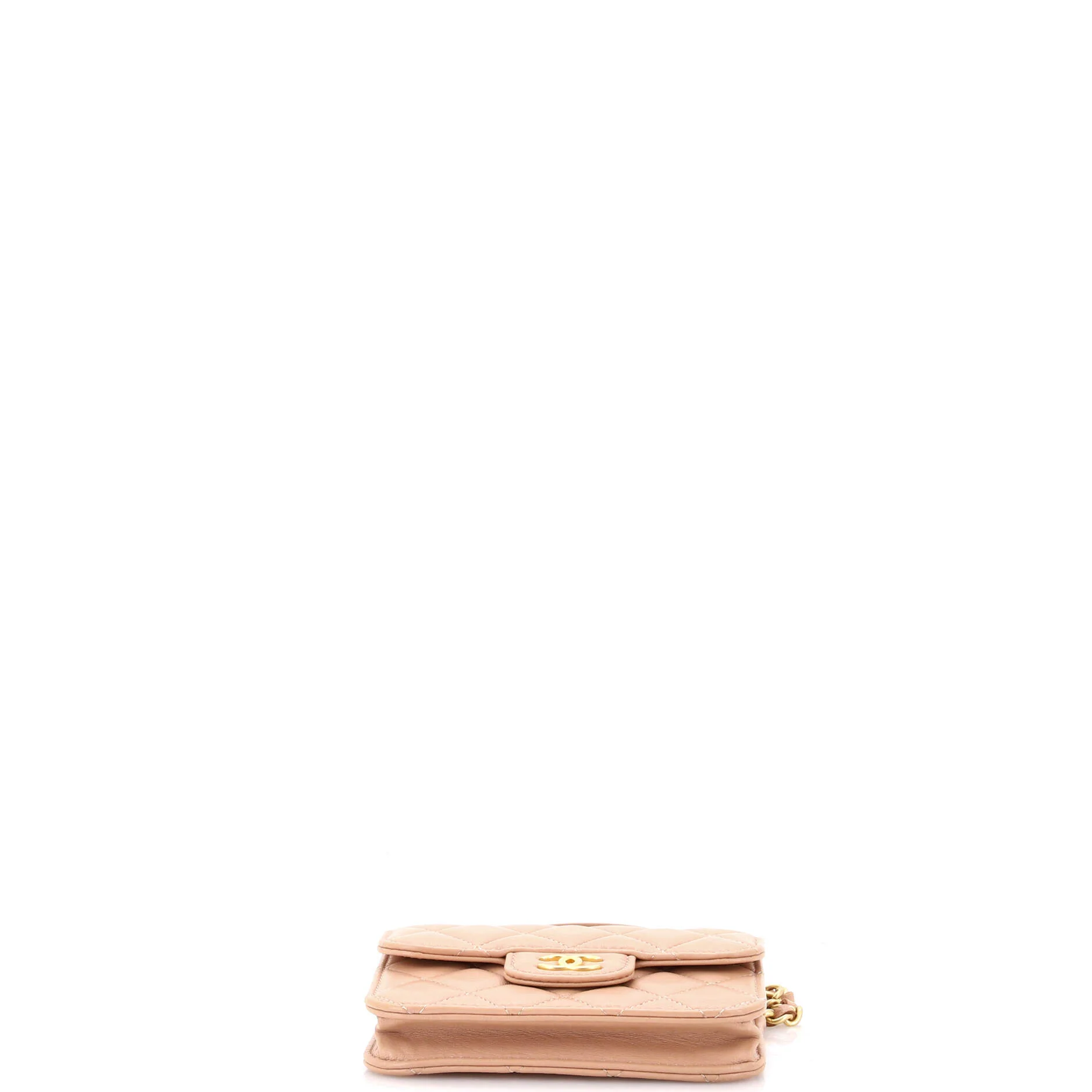 Top Handle Flap Coin Purse with Chain Quilted Lambskin - Image 4