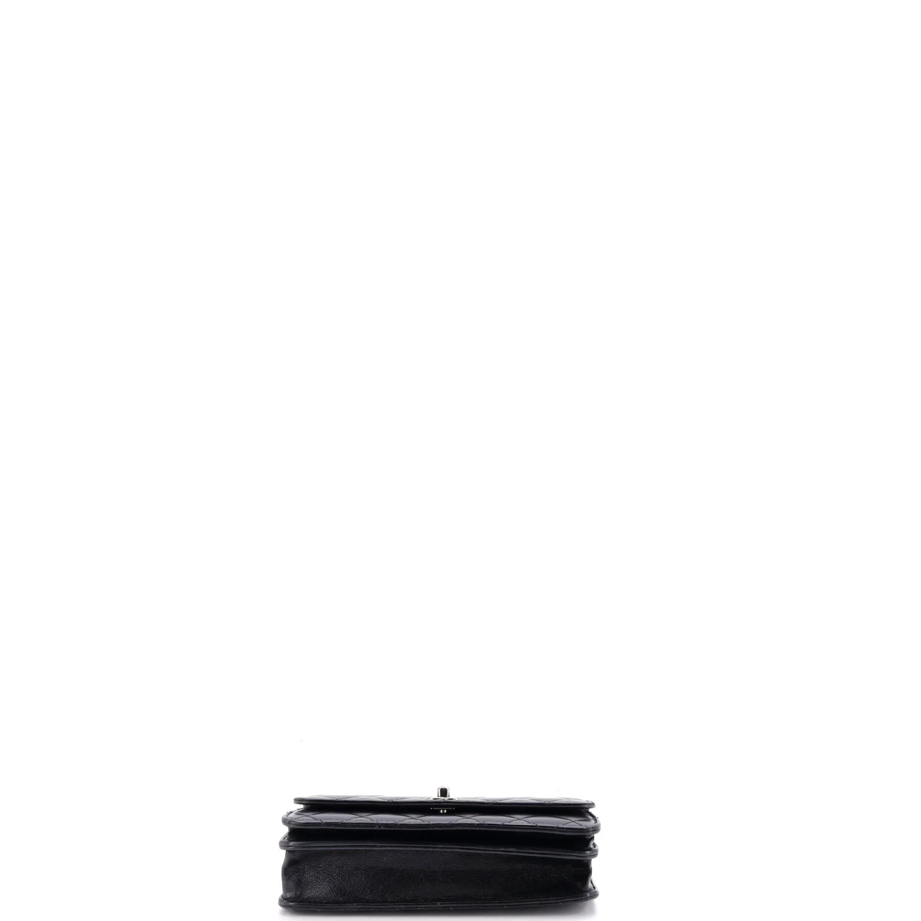 Top Handle Phone Holder with Chain Quilted Shiny Calfskin with Crystals - Image 4