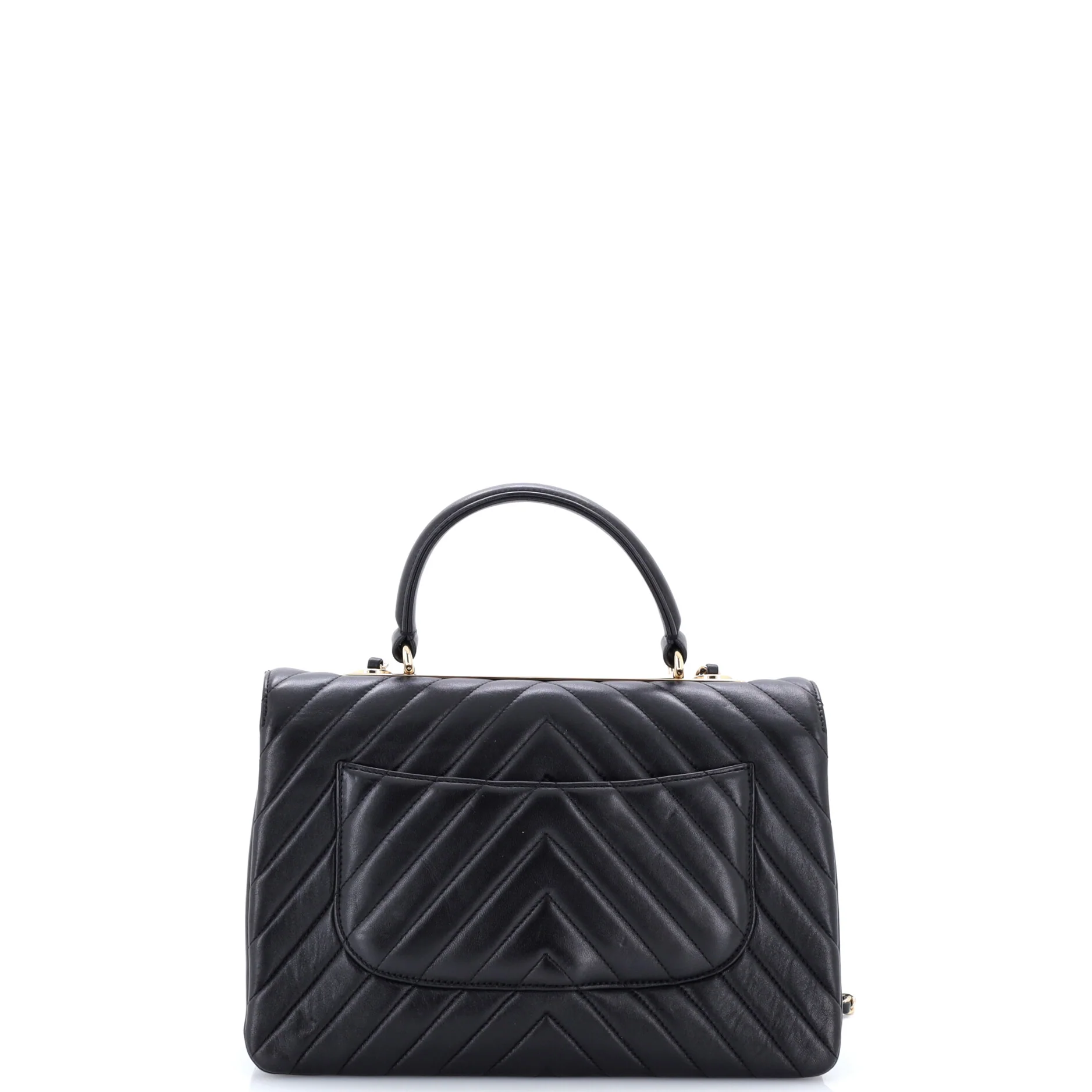 Trendy CC Top Handle Bag Chevron Lambskin Medium - Image 3