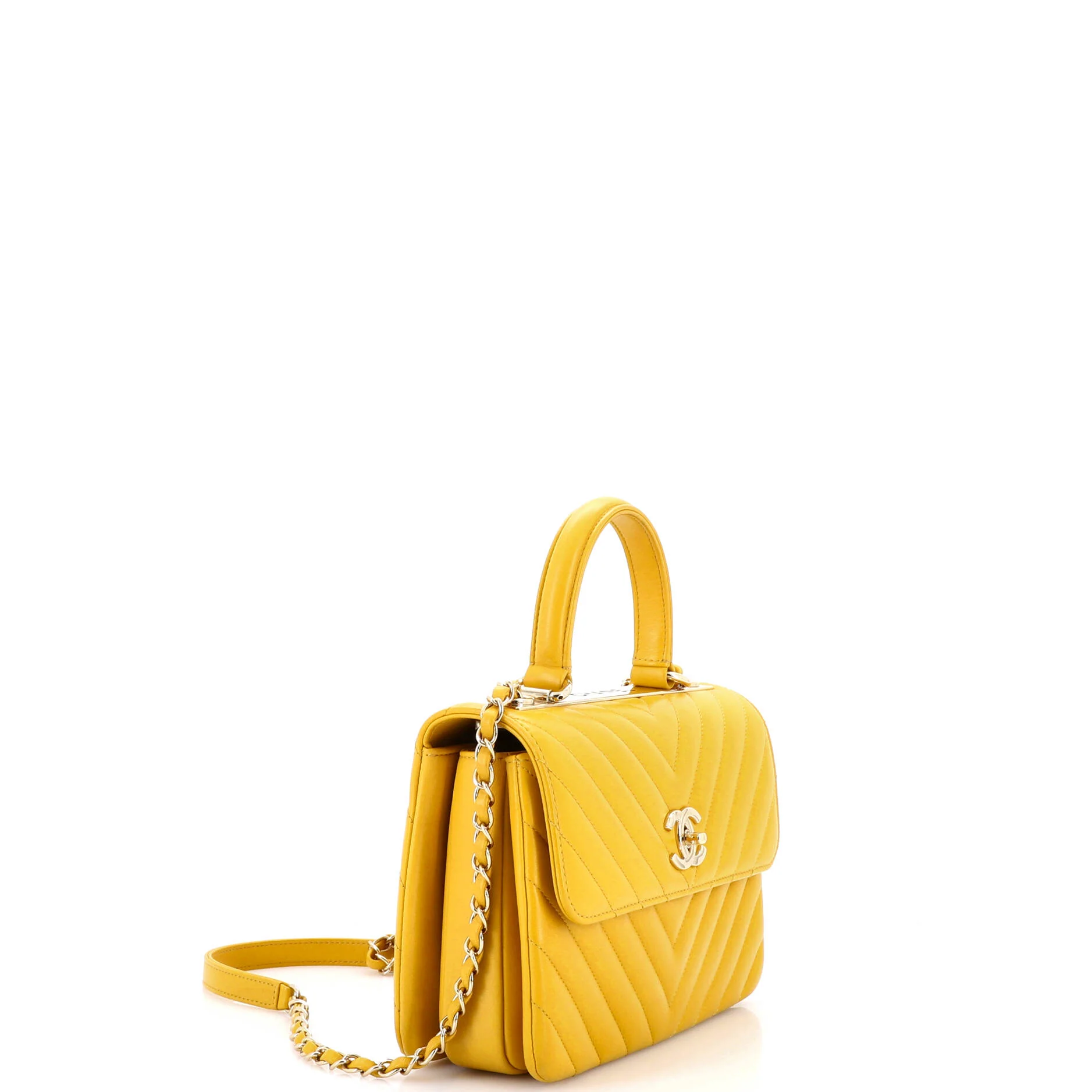 Trendy CC Top Handle Bag Chevron Lambskin Small - Image 2