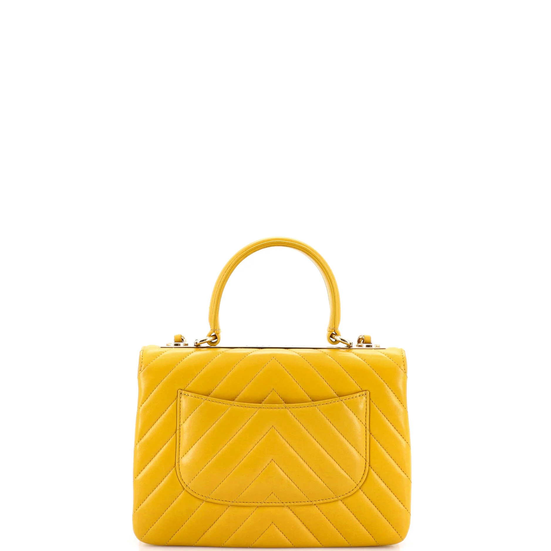 Trendy CC Top Handle Bag Chevron Lambskin Small - Image 3